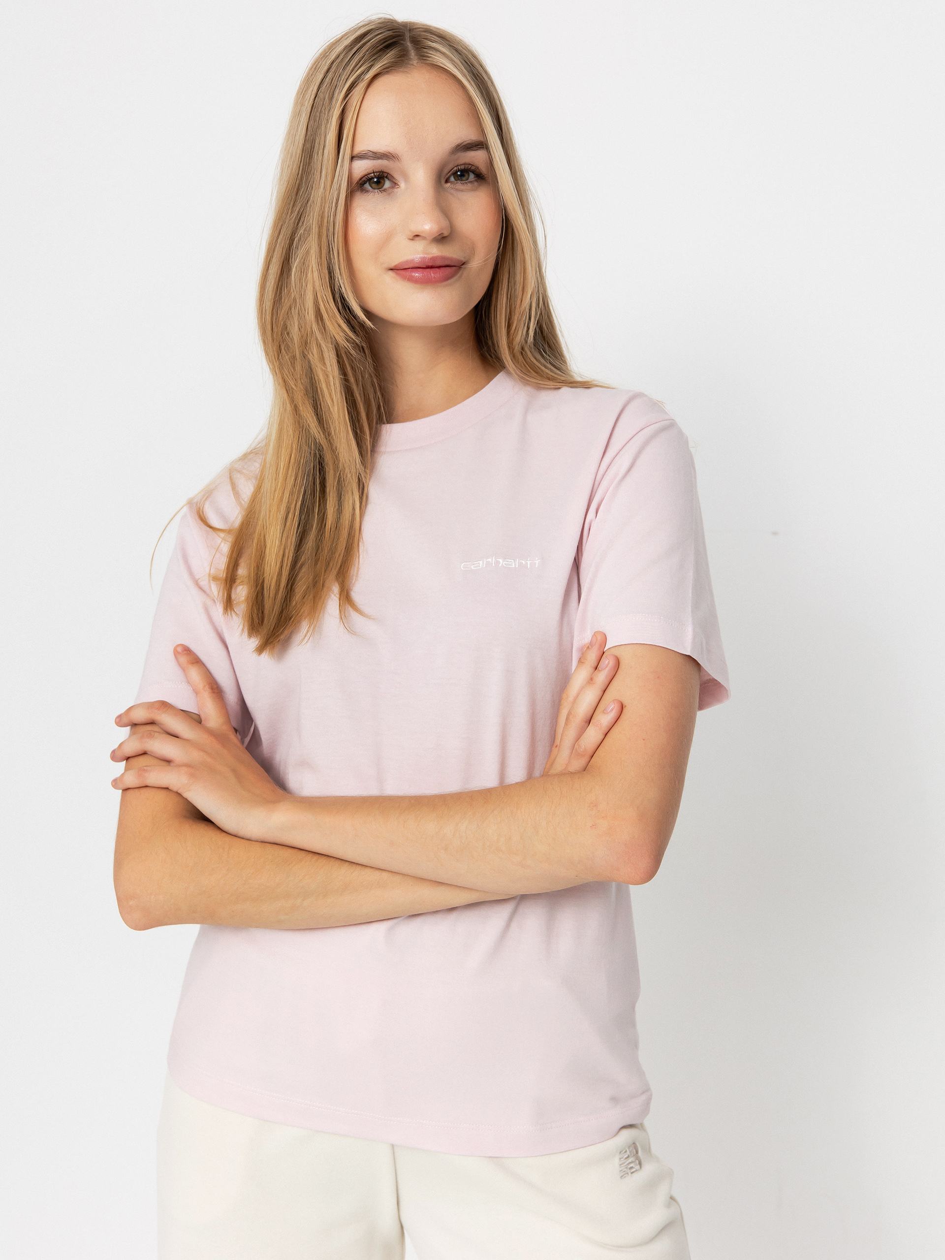 Tricou Carhartt WIP Script Embroidery Wmn (air pink/wax)