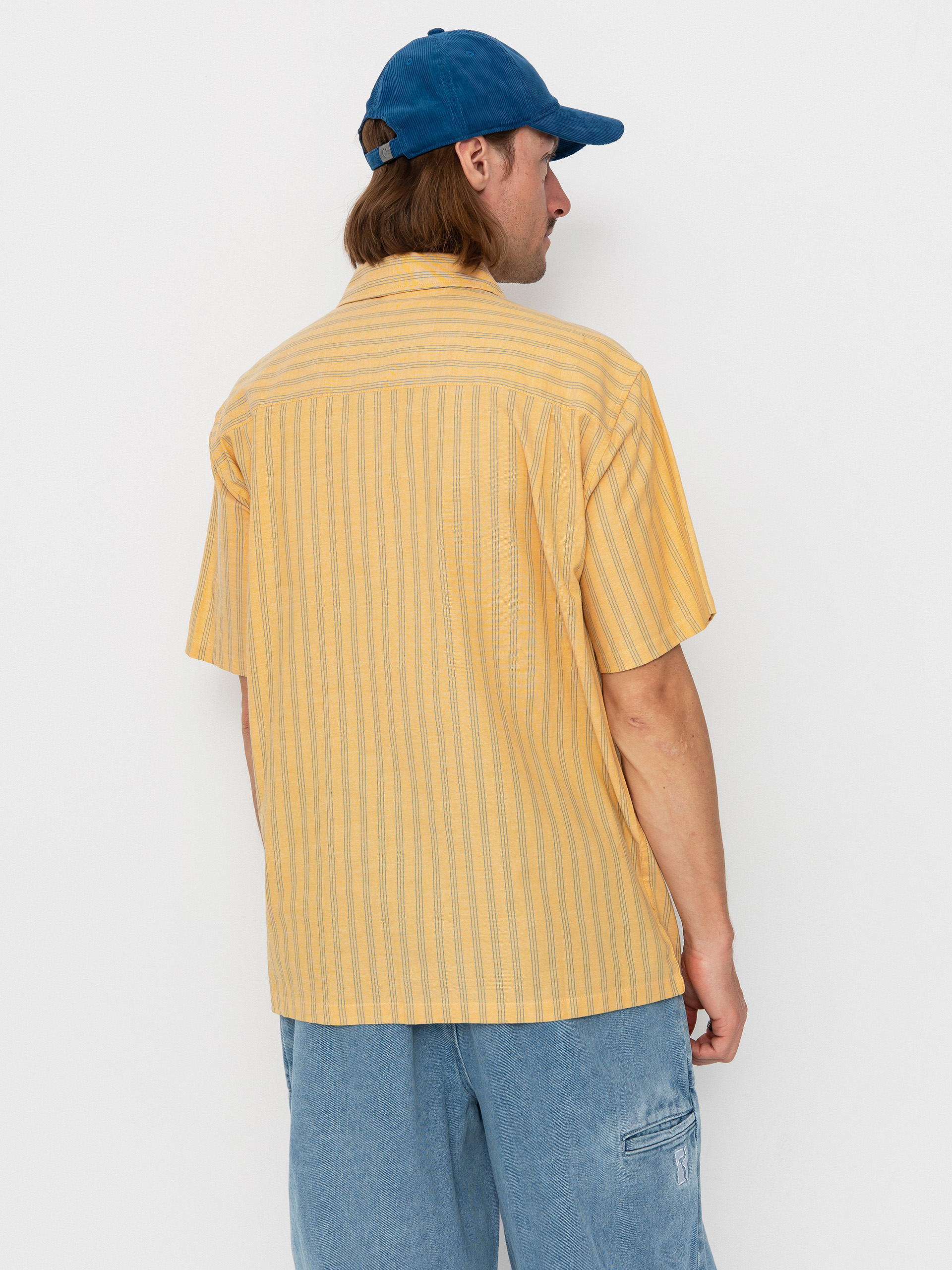 Cămașă Brixton Cru Oxford Stripe (curry/ivy green stripe)