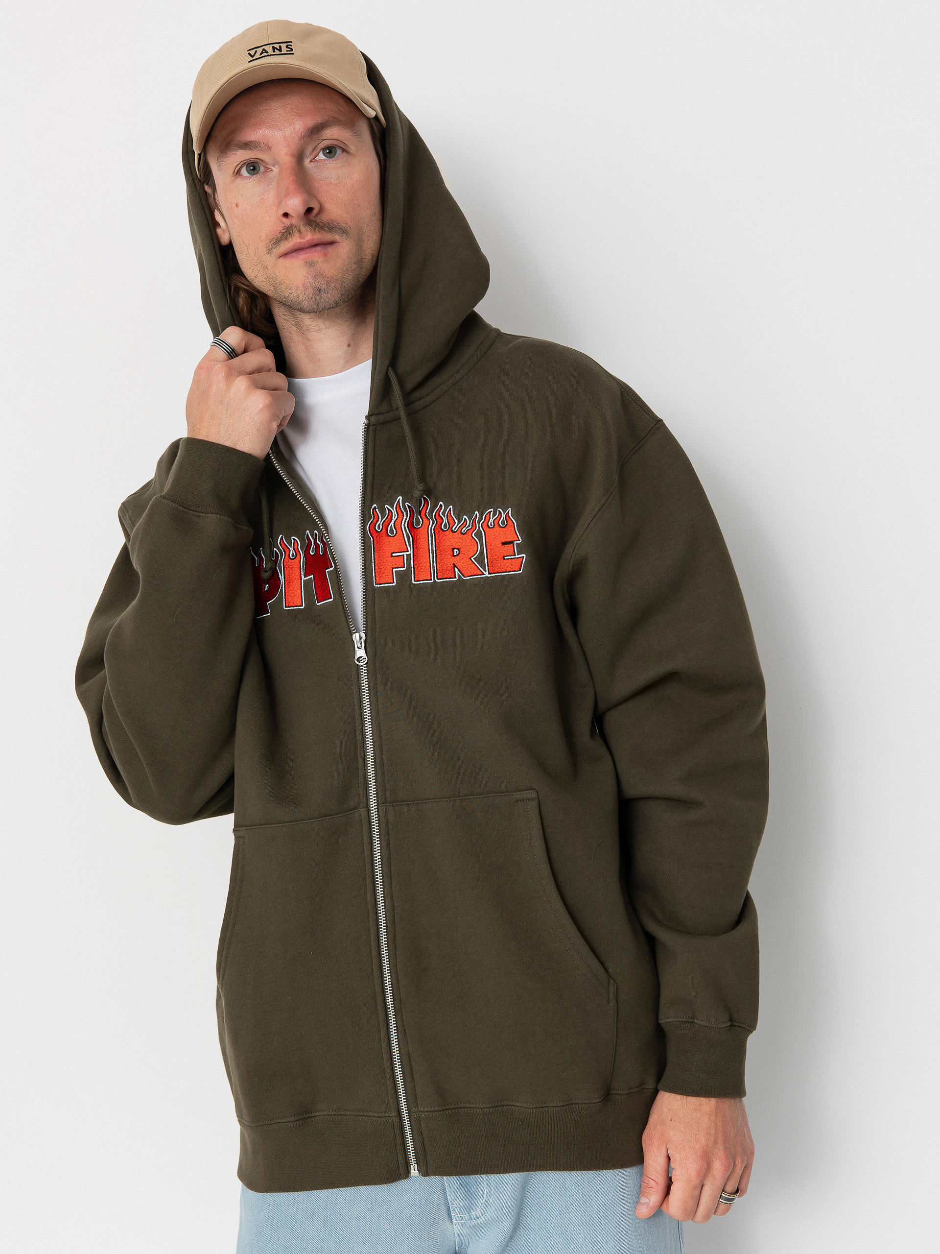 Hanorac cu glugă Spitfire Demonseed Script Emb ZHD (olive)