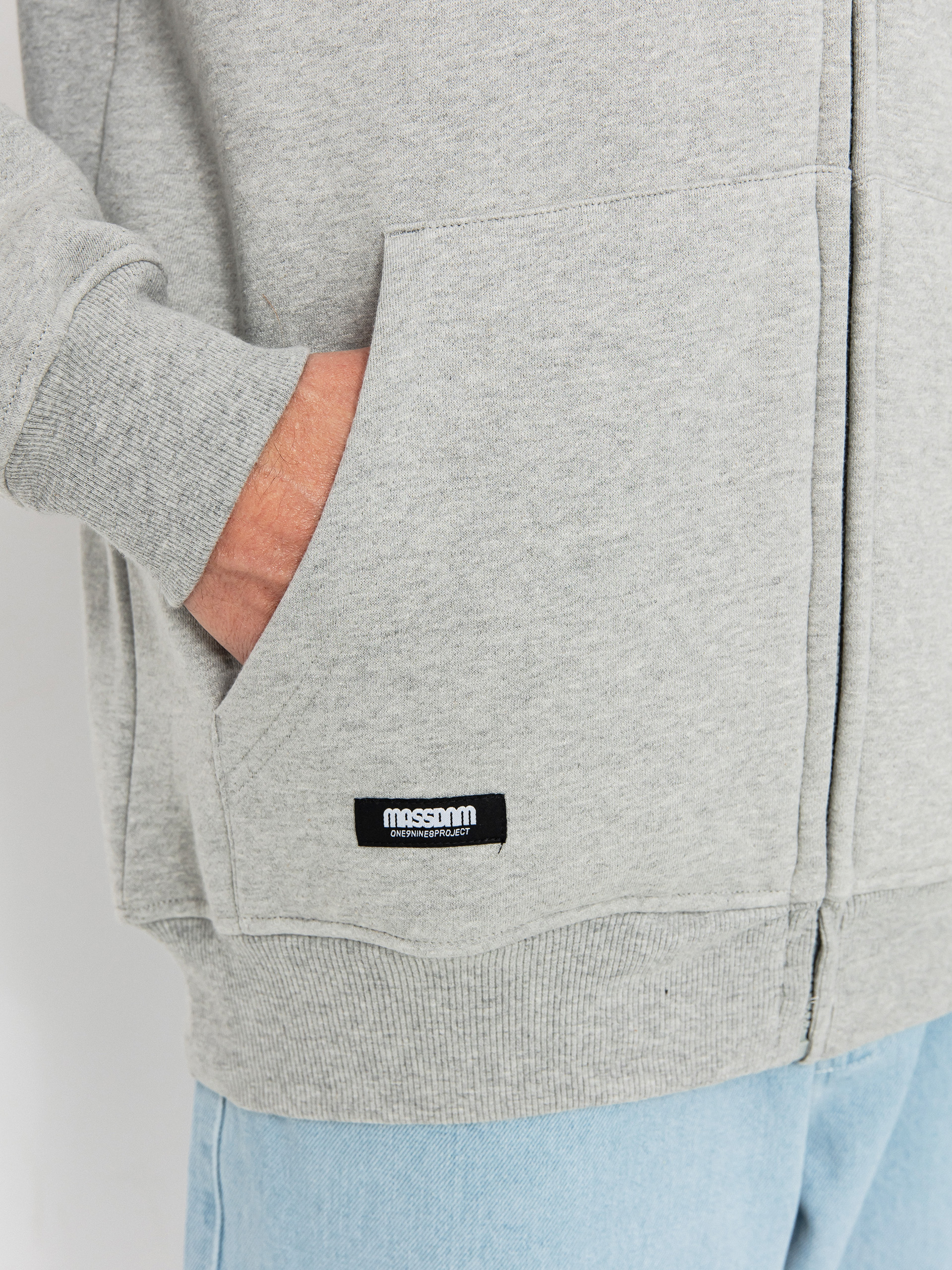 Hanorac cu glugă MassDnm Signature Patch ZHD (lt heather grey)
