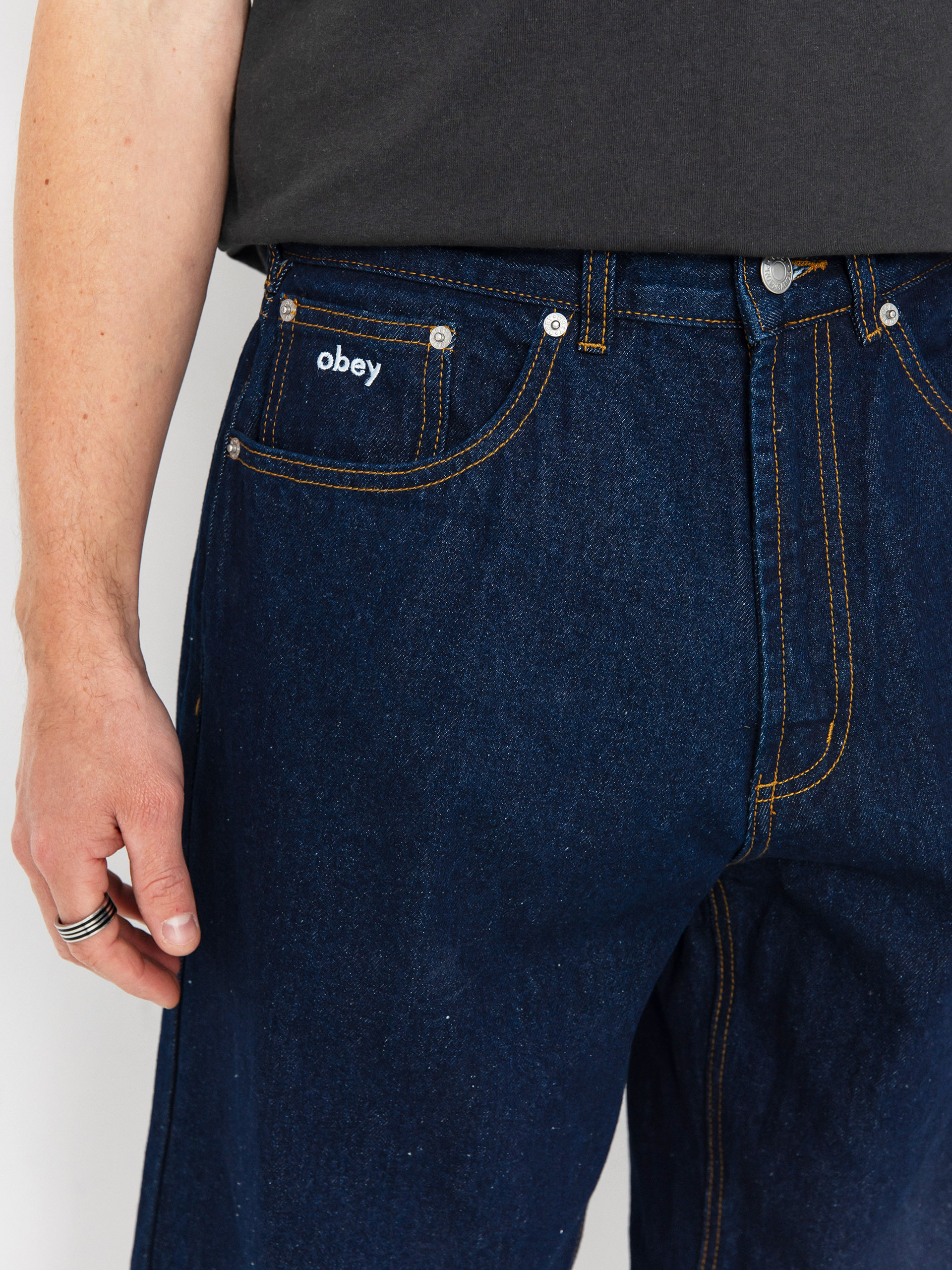 Pantaloni OBEY Bigwig Baggy Denim (rinse indigo)