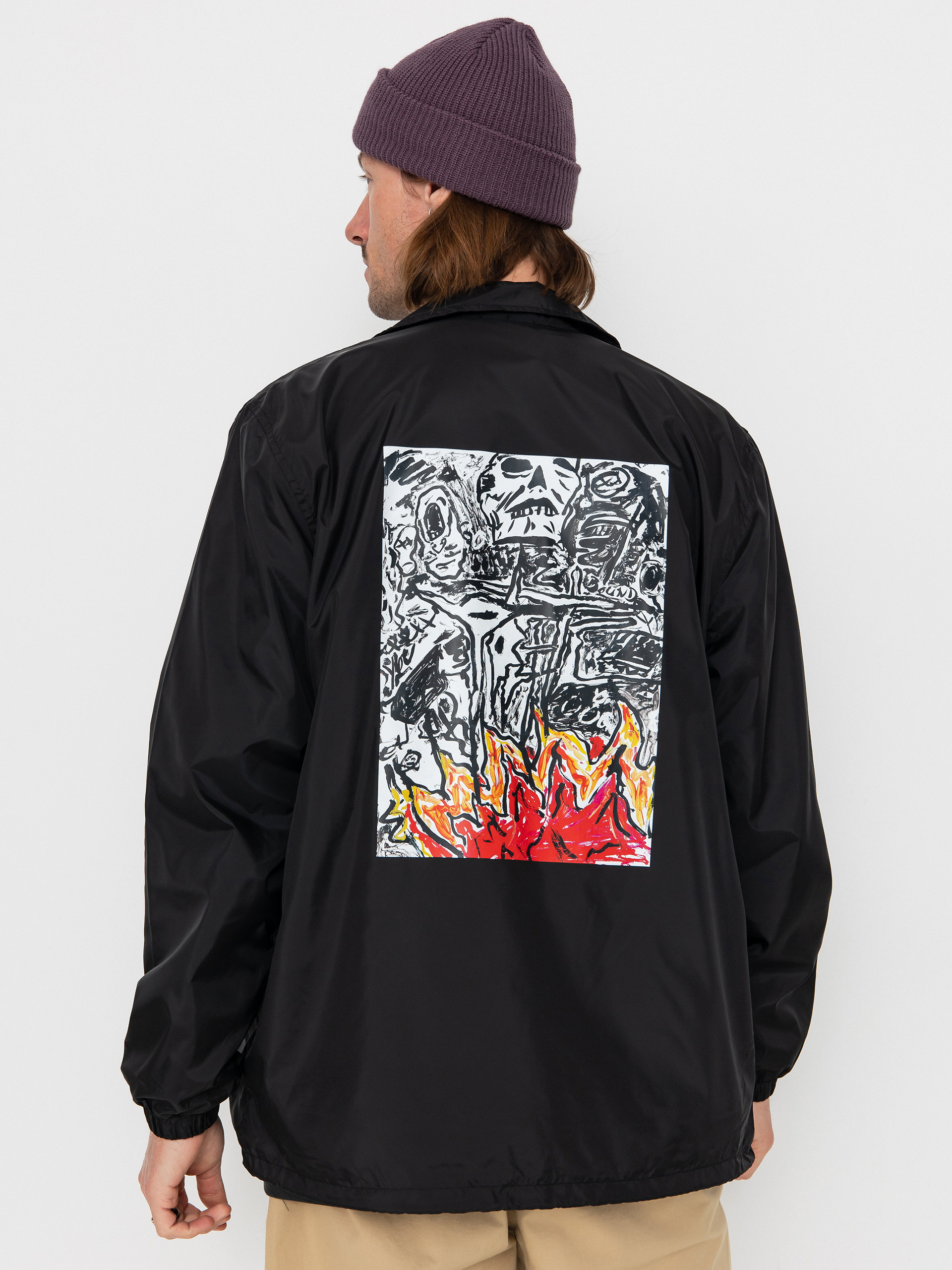 Geacă Poetic Collective Burning Skull Coach (black)
