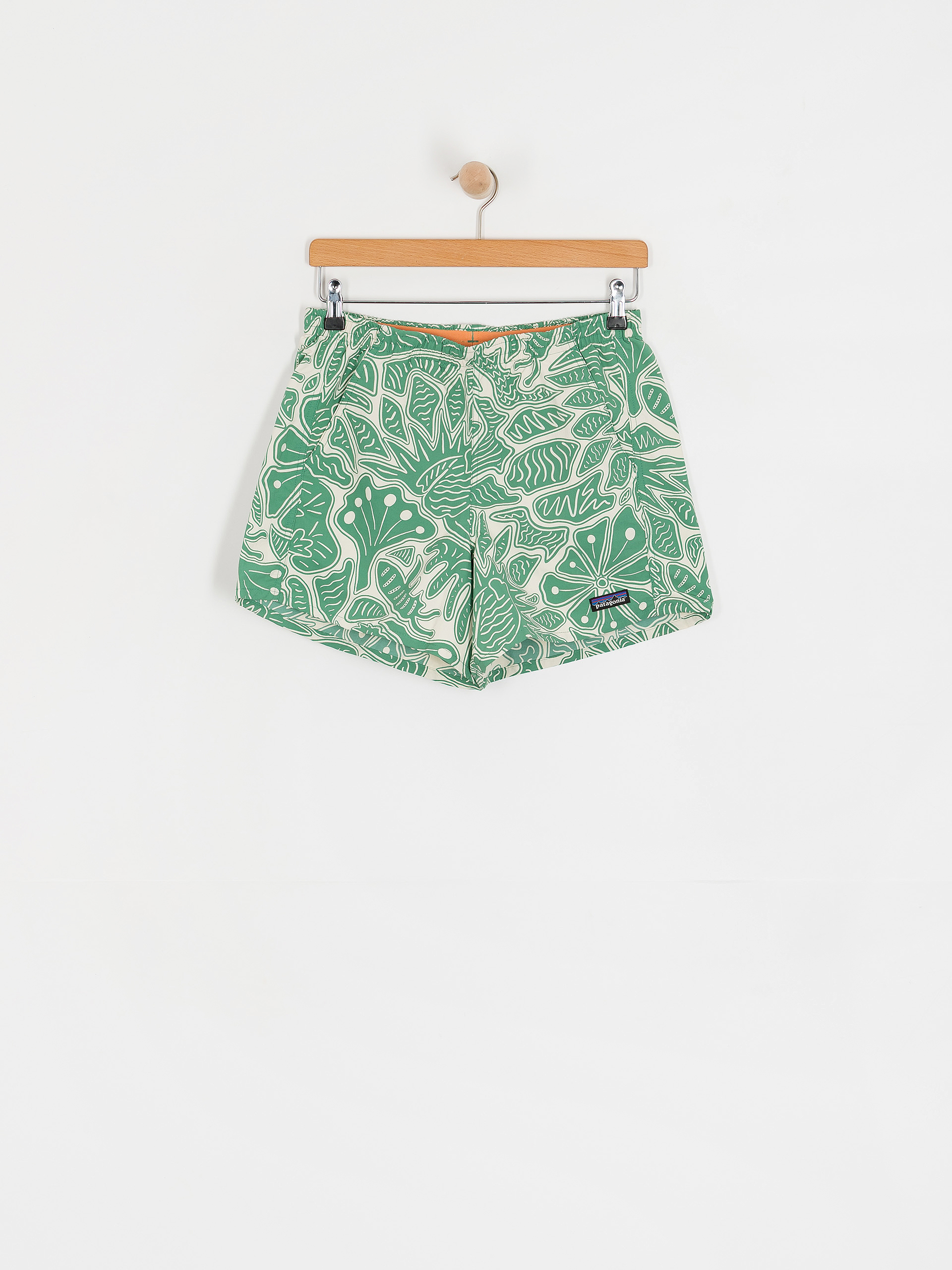 Pantaloni scuru021bi Patagonia Baggies 5in Wmn (bees and flowers/heartleaf green)