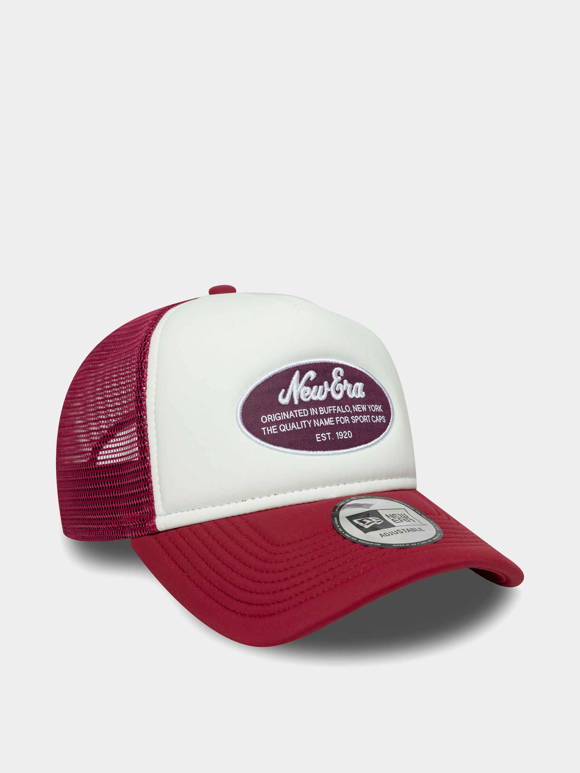 Șapcă New Era Oval Foam Patch Trucker (cherry/white)