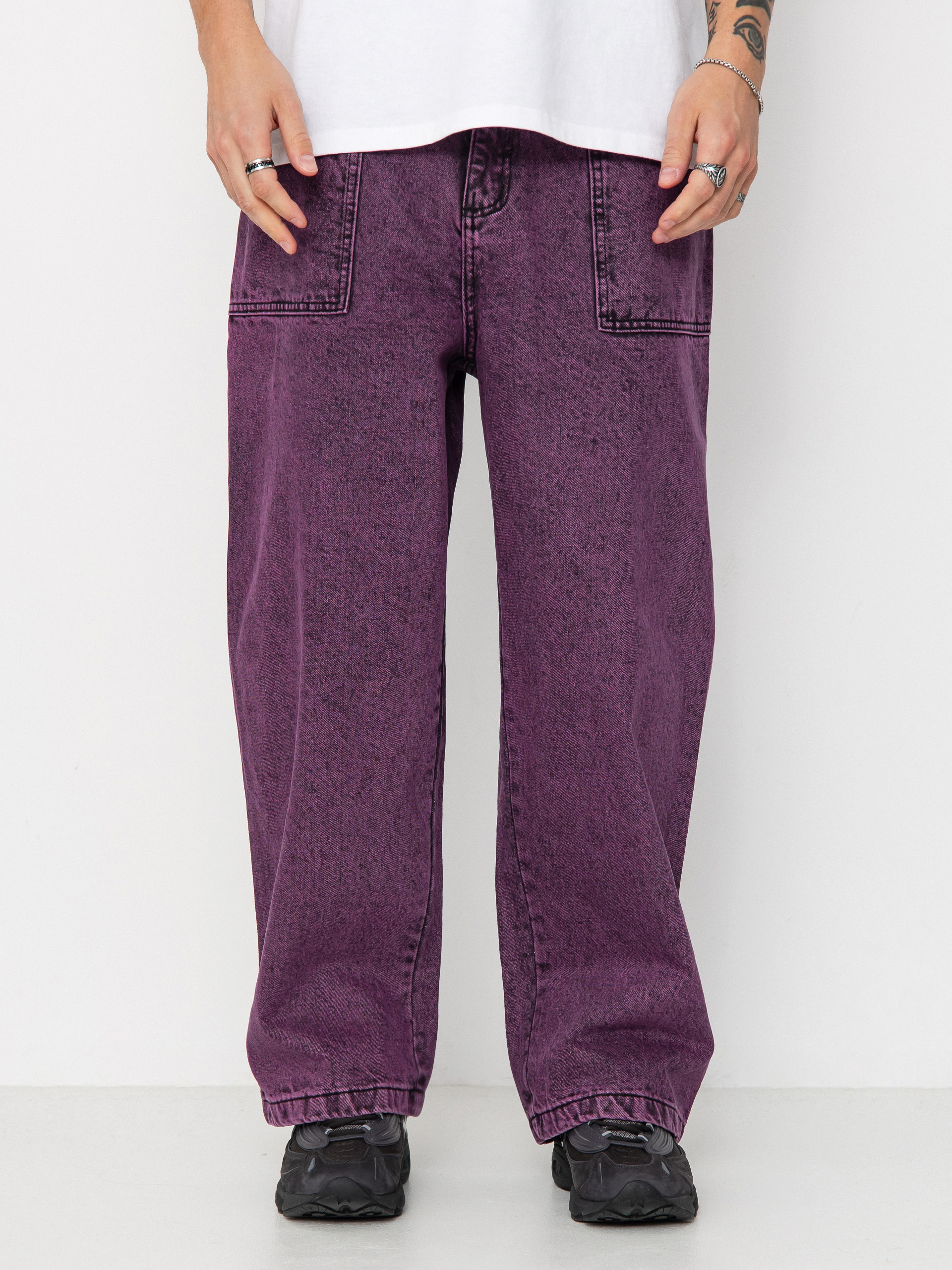 Pantaloni Poetic Collective Painter (purple acid wash denim)