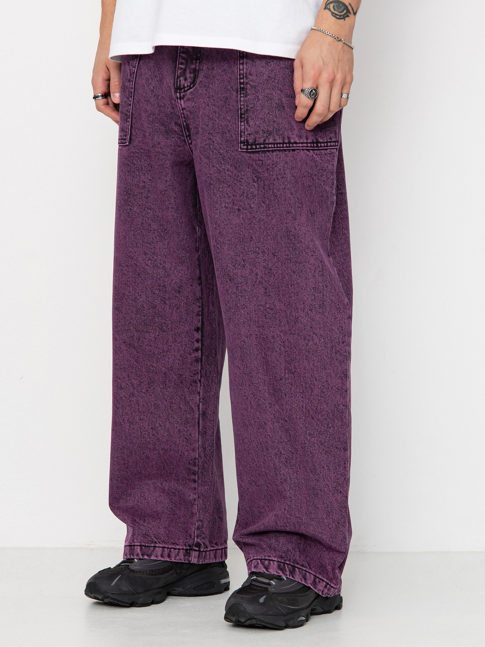 Pantaloni Poetic Collective Painter (purple acid wash denim)