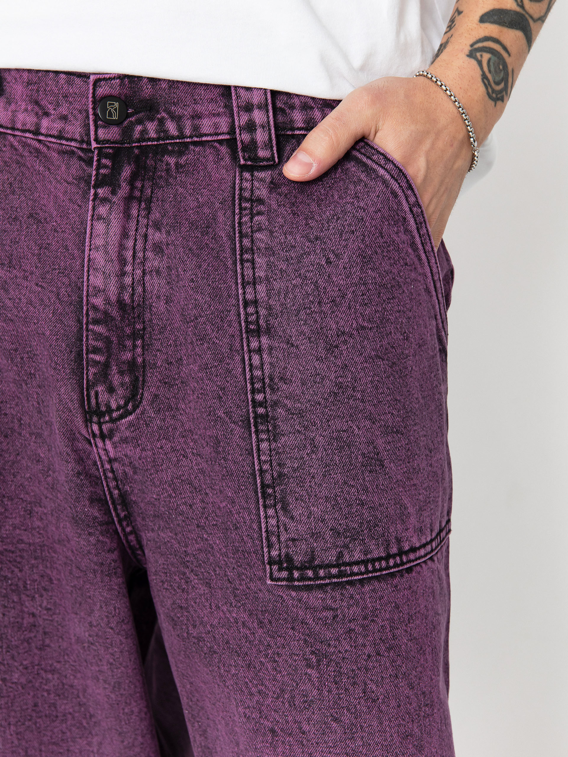 Pantaloni Poetic Collective Painter (purple acid wash denim)