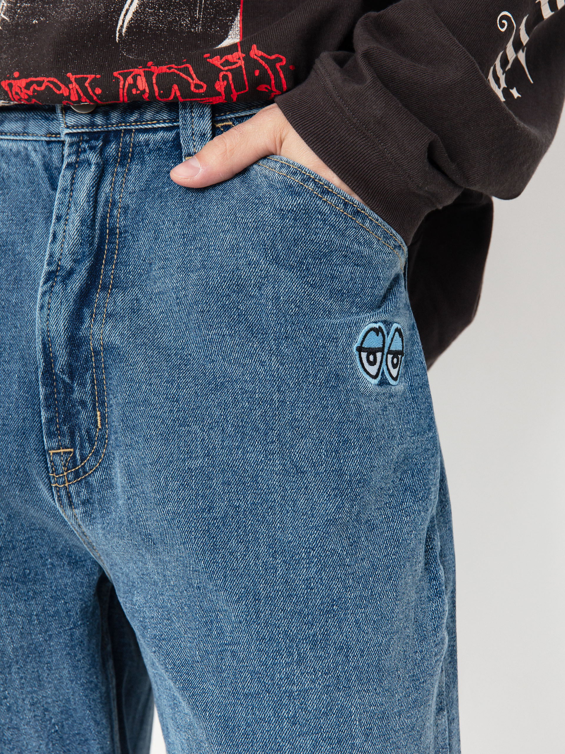 Pantaloni Krooked Eyes Denim Twill Pant (med stone wash)