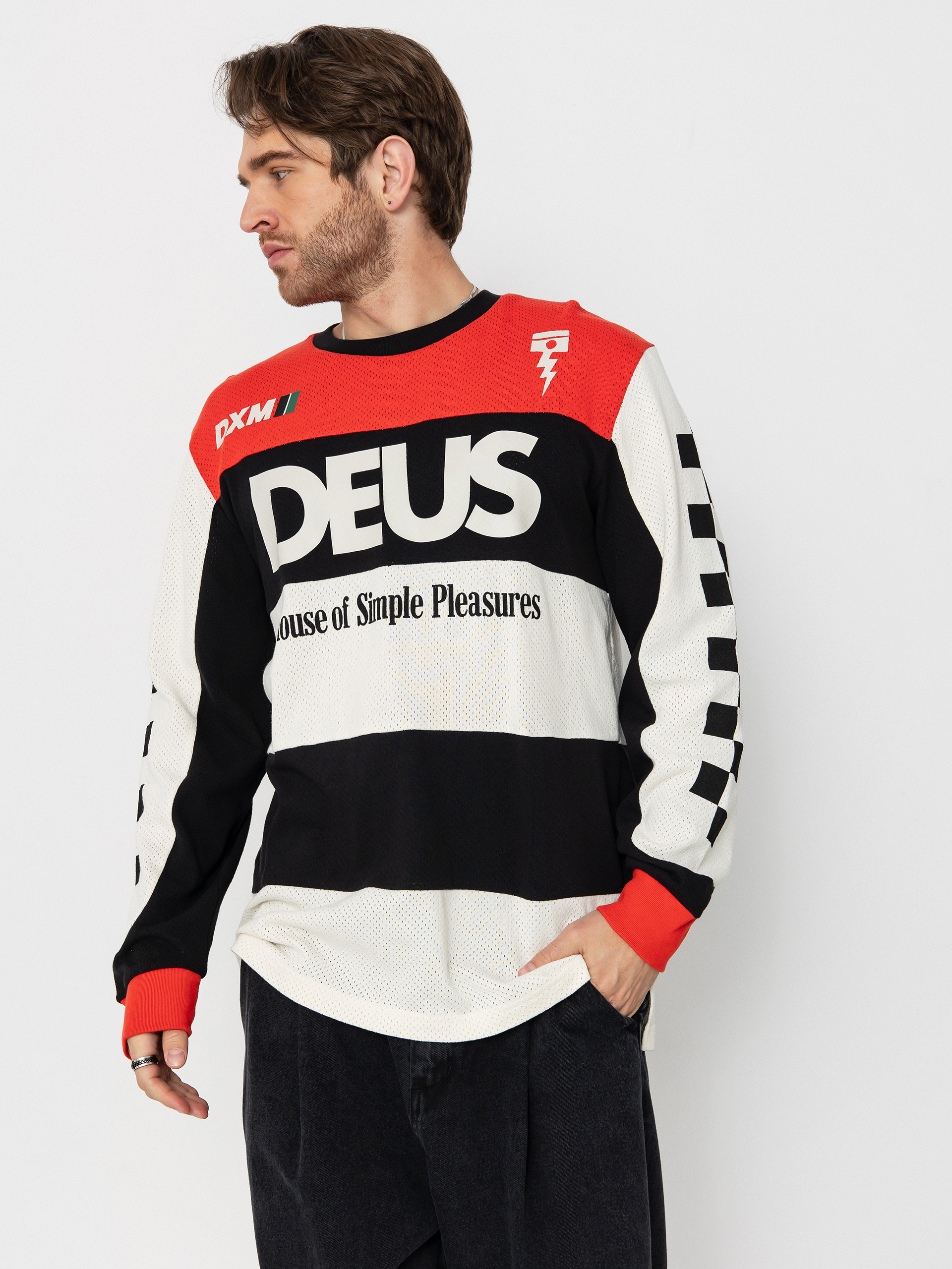 Tricou Deus Ex Machina Vilander Moto Jersey (valiant red combo)