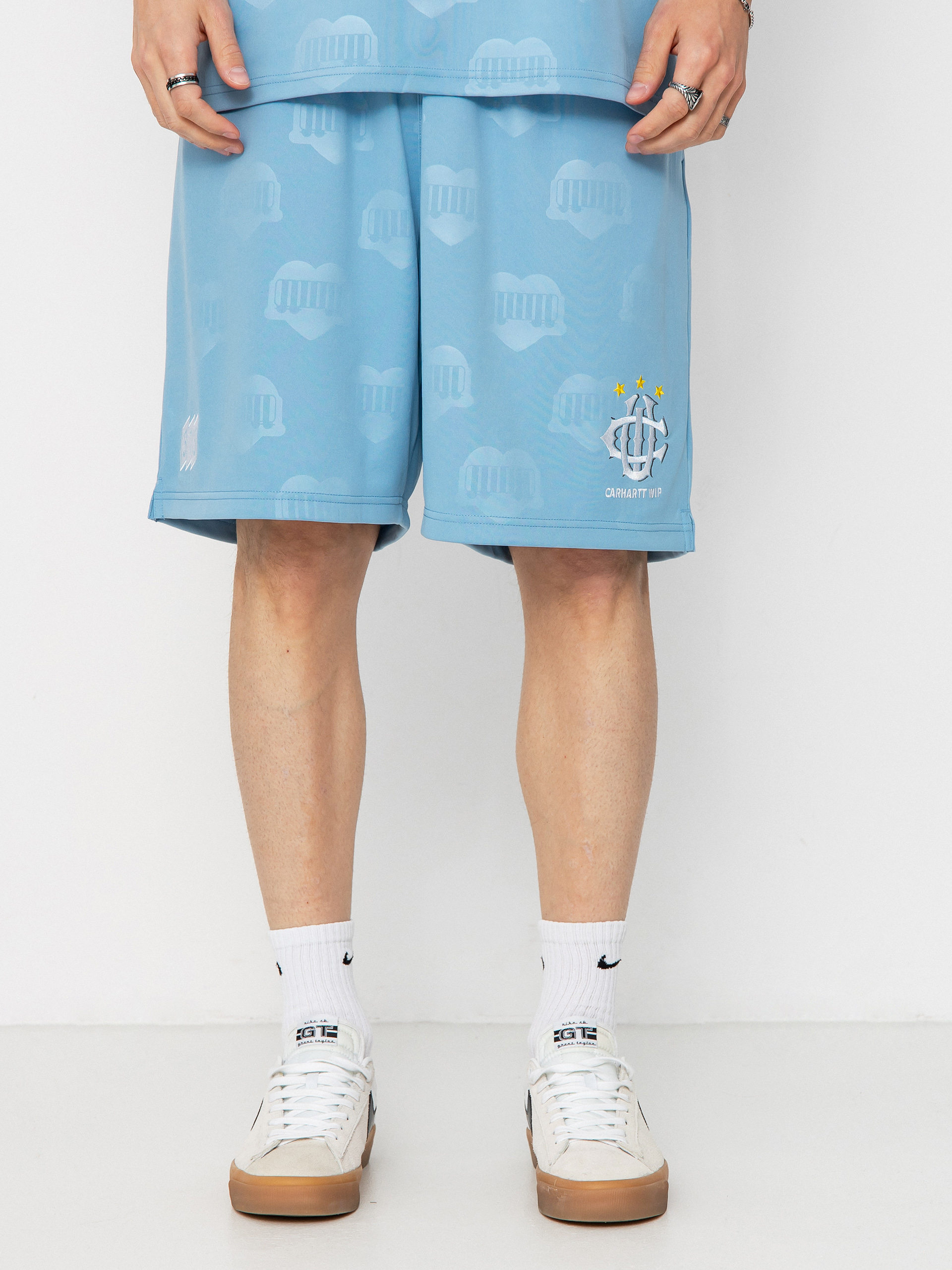 Pantaloni scurți Carhartt WIP Hartts Football (heart train jacquard/bluebird)