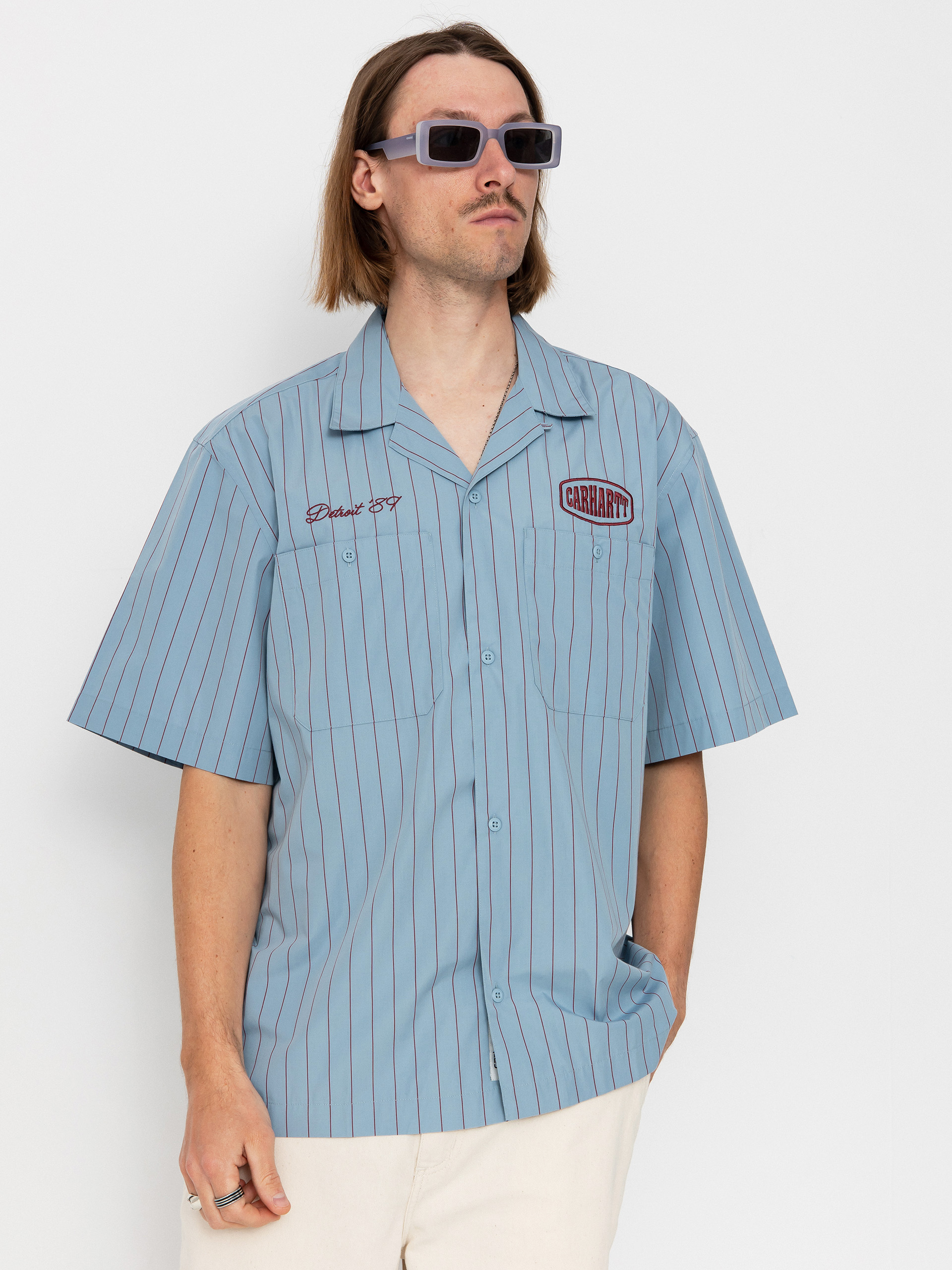 Cămașă Carhartt WIP Hendry (seaton stripe/frosted blue/mulberry)