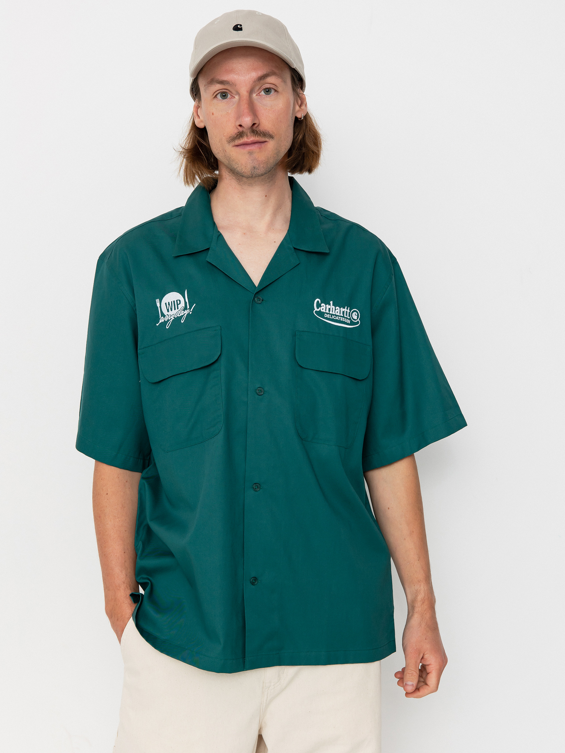 Cămașă Carhartt WIP Deli (rainforest/white)