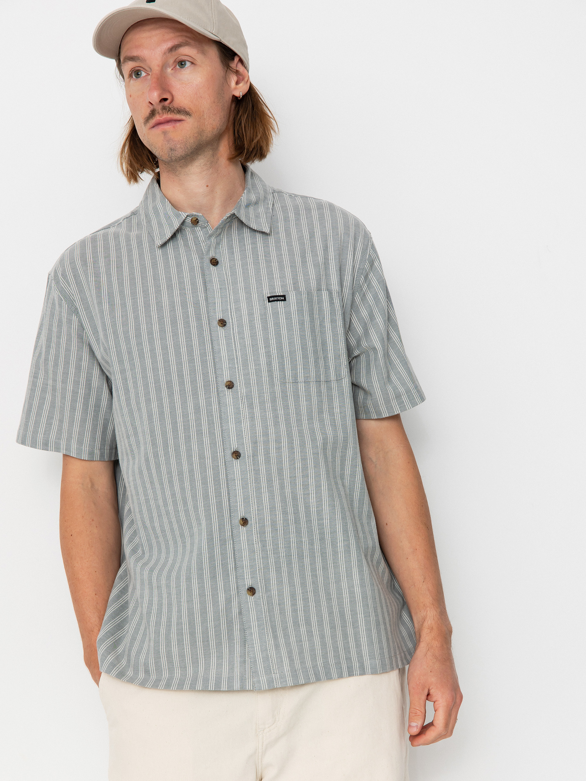 Cămașă Brixton Cru Oxford Stripe (basalt blue/whitcap stripe)