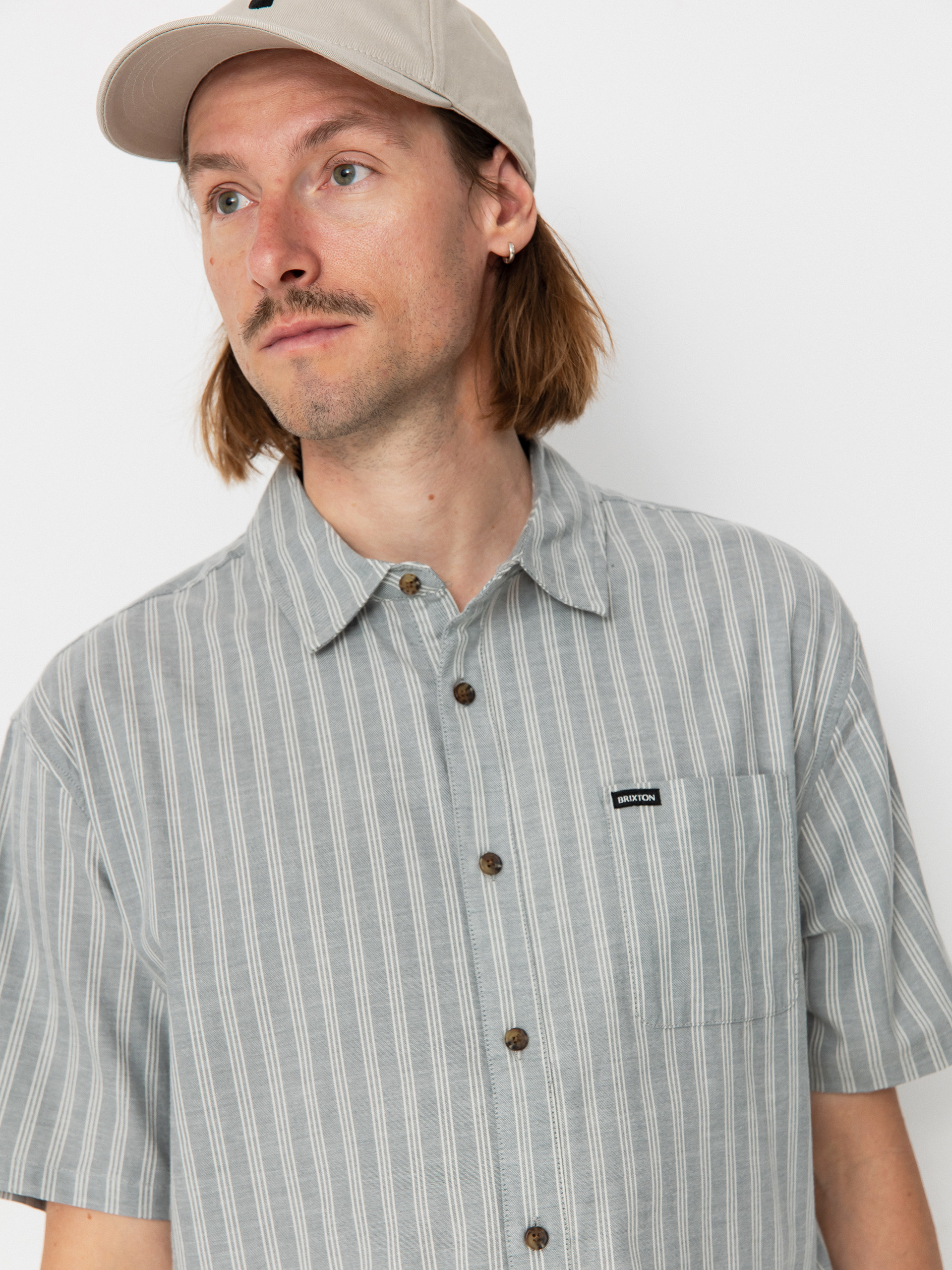 Cămașă Brixton Cru Oxford Stripe (basalt blue/whitcap stripe)