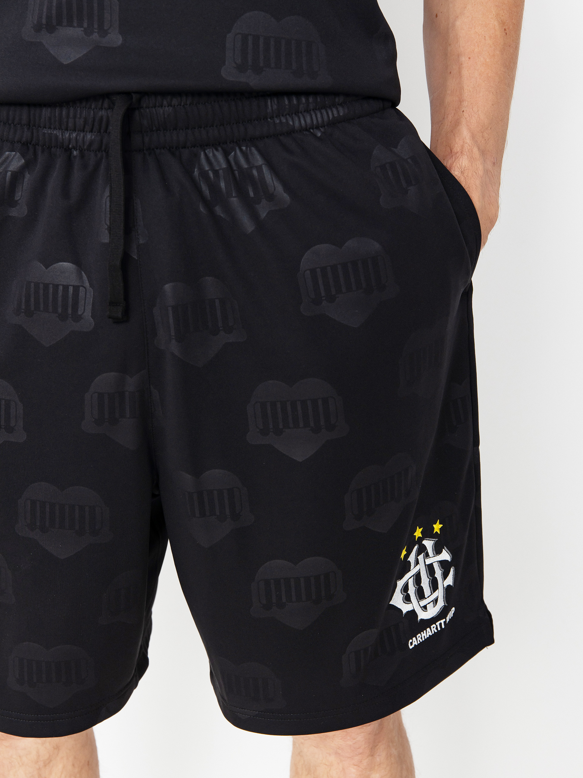 Pantaloni scurți Carhartt WIP Hartts Football (heart train jacquard/black)
