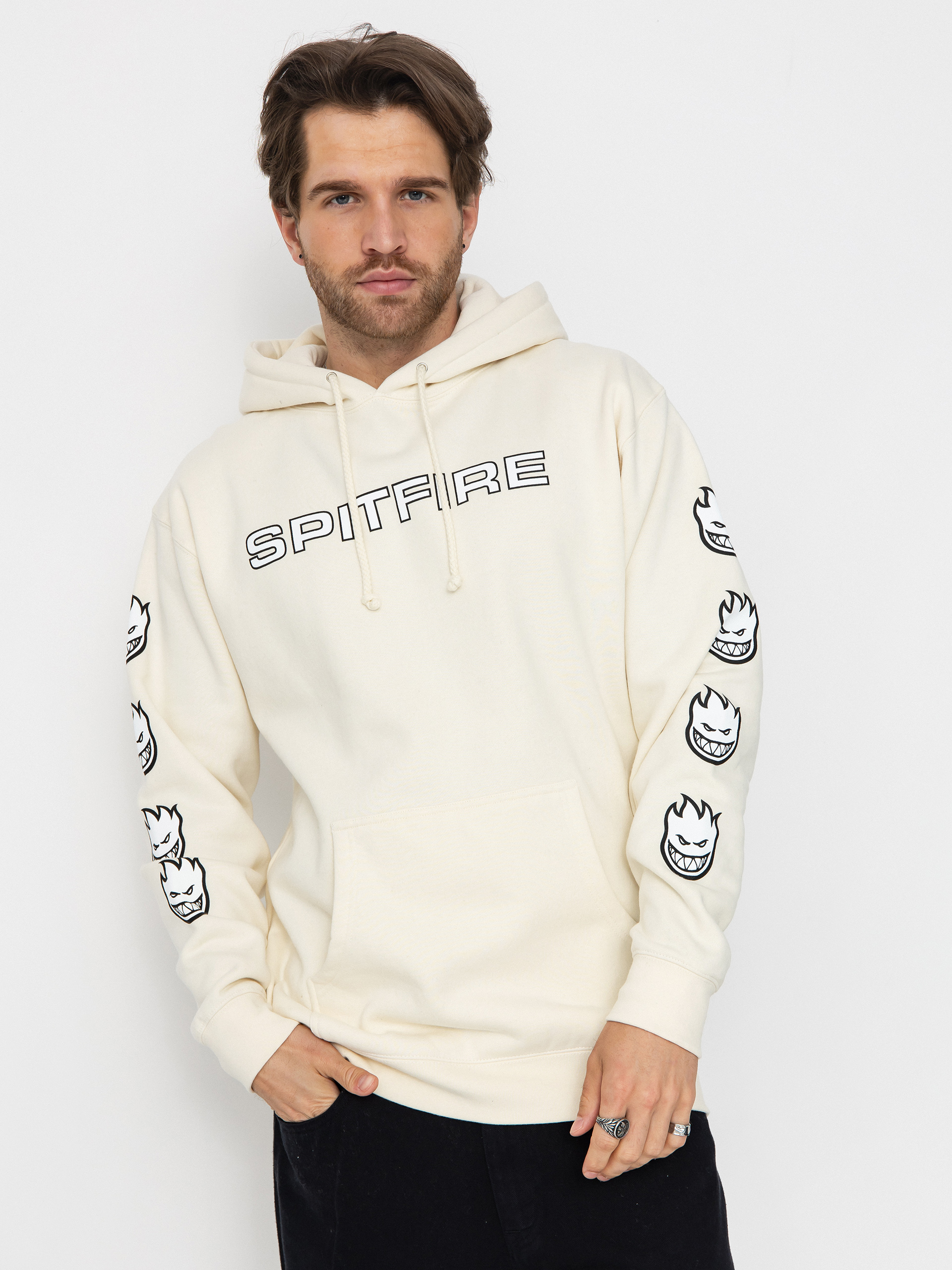 Hanorac cu glugă Spitfire Classic 87 Bighead Fill Sleeve HD (bone w/black&white prints)