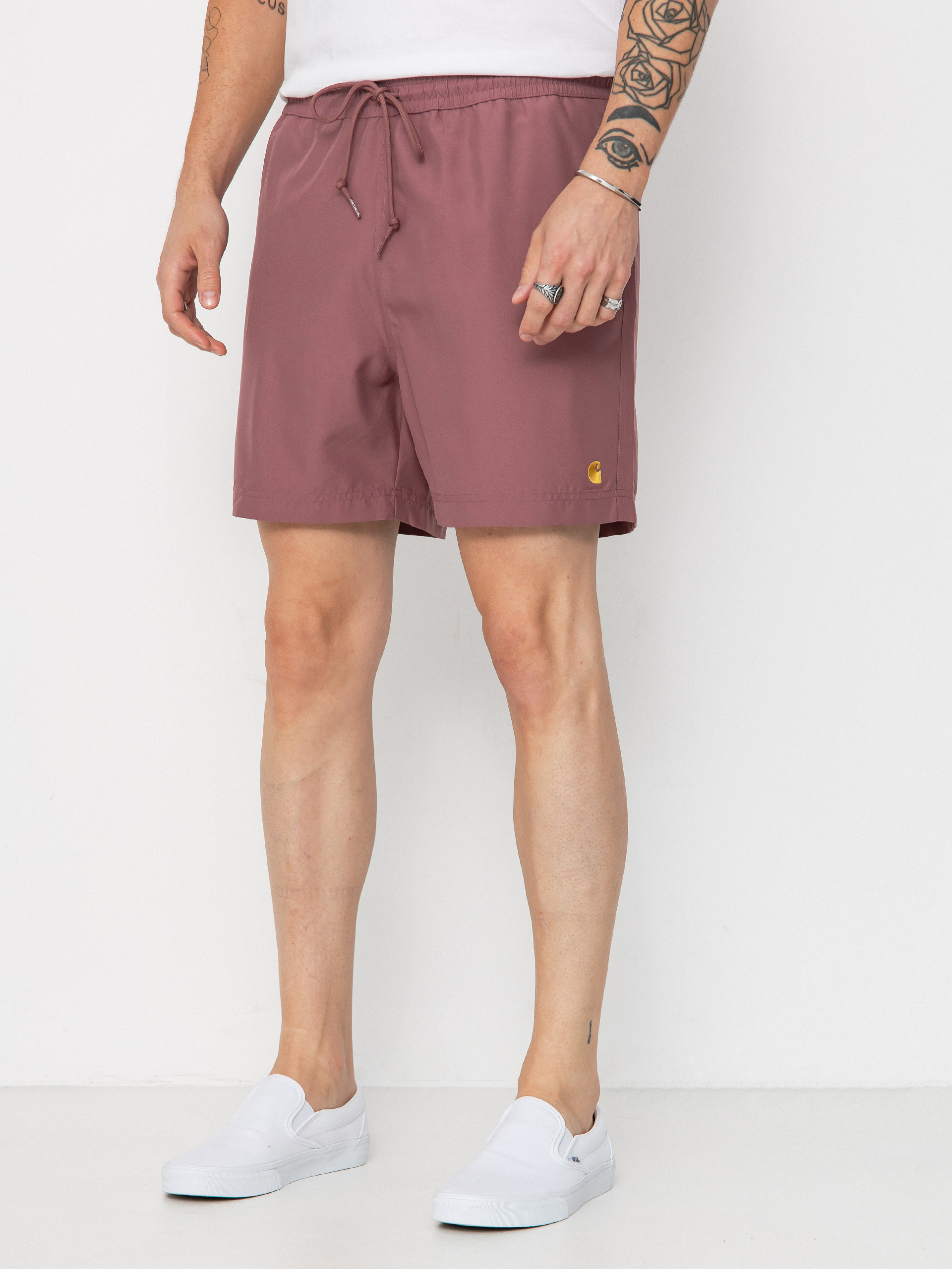 Pantaloni scuru021bi Carhartt WIP Chase Swim (dusky pink/gold)