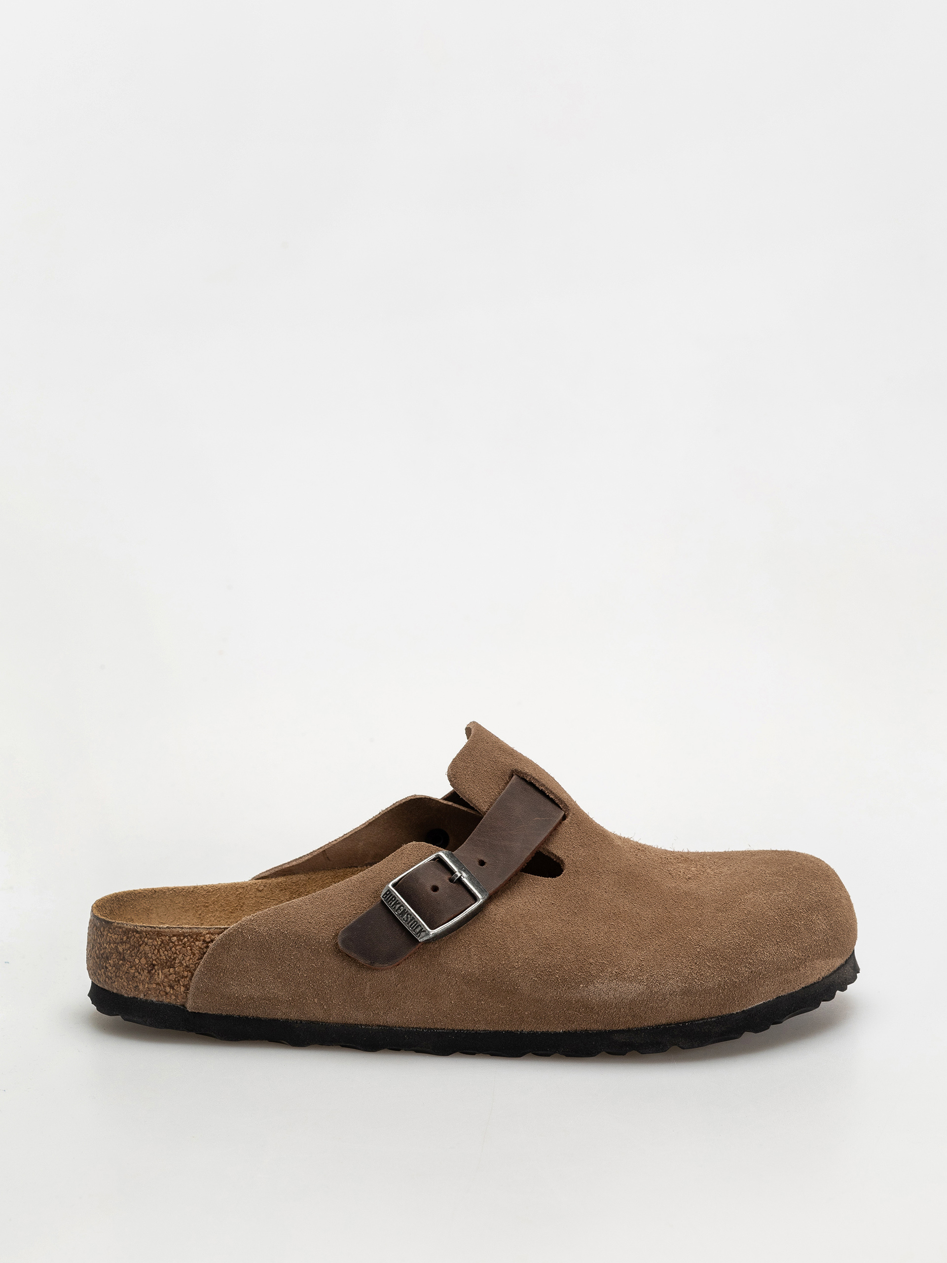 Șlapi Birkenstock Boston Suede & Oiled Leather Regular (dark tea)