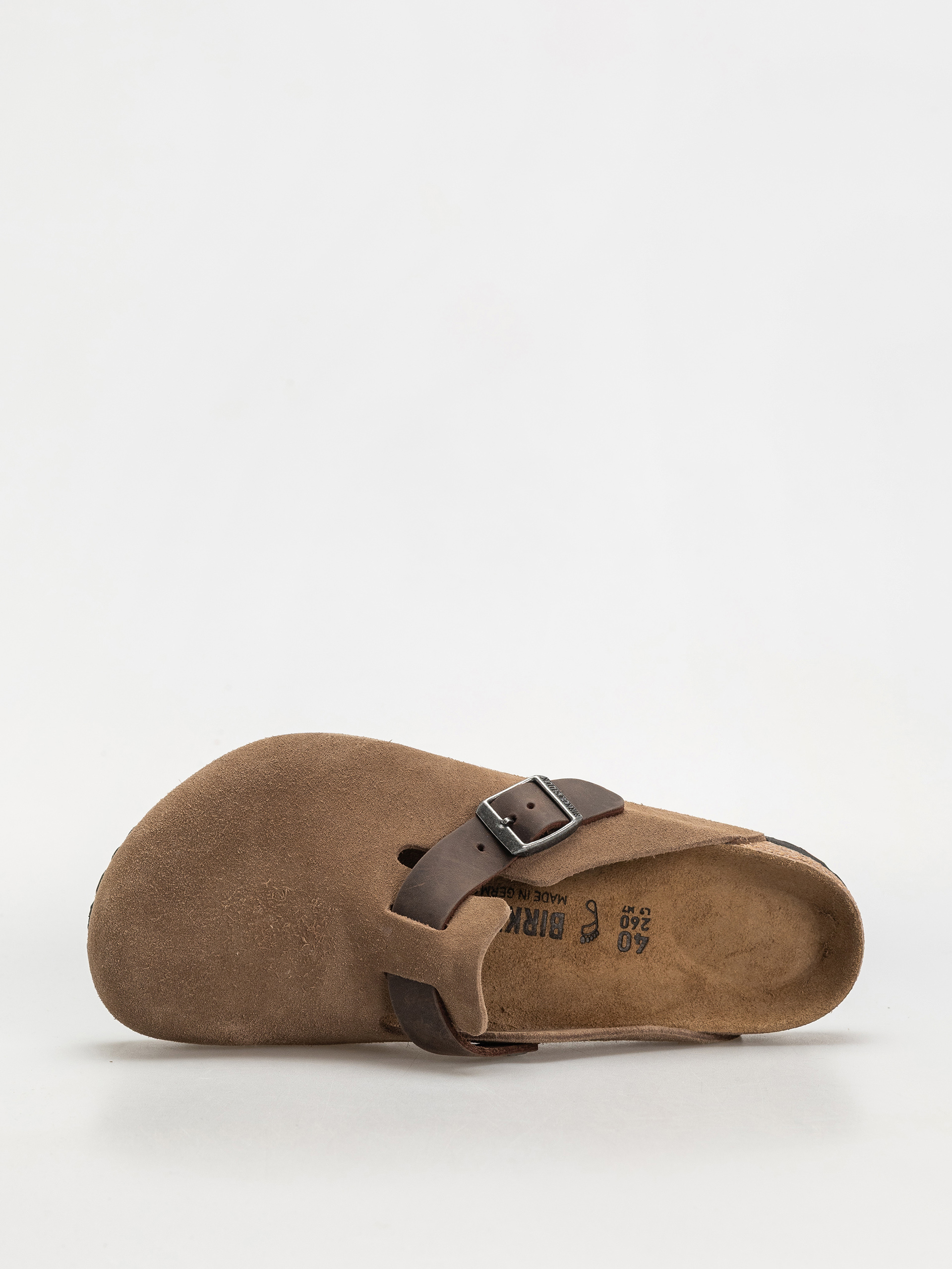 Șlapi Birkenstock Boston Suede & Oiled Leather Regular (dark tea)