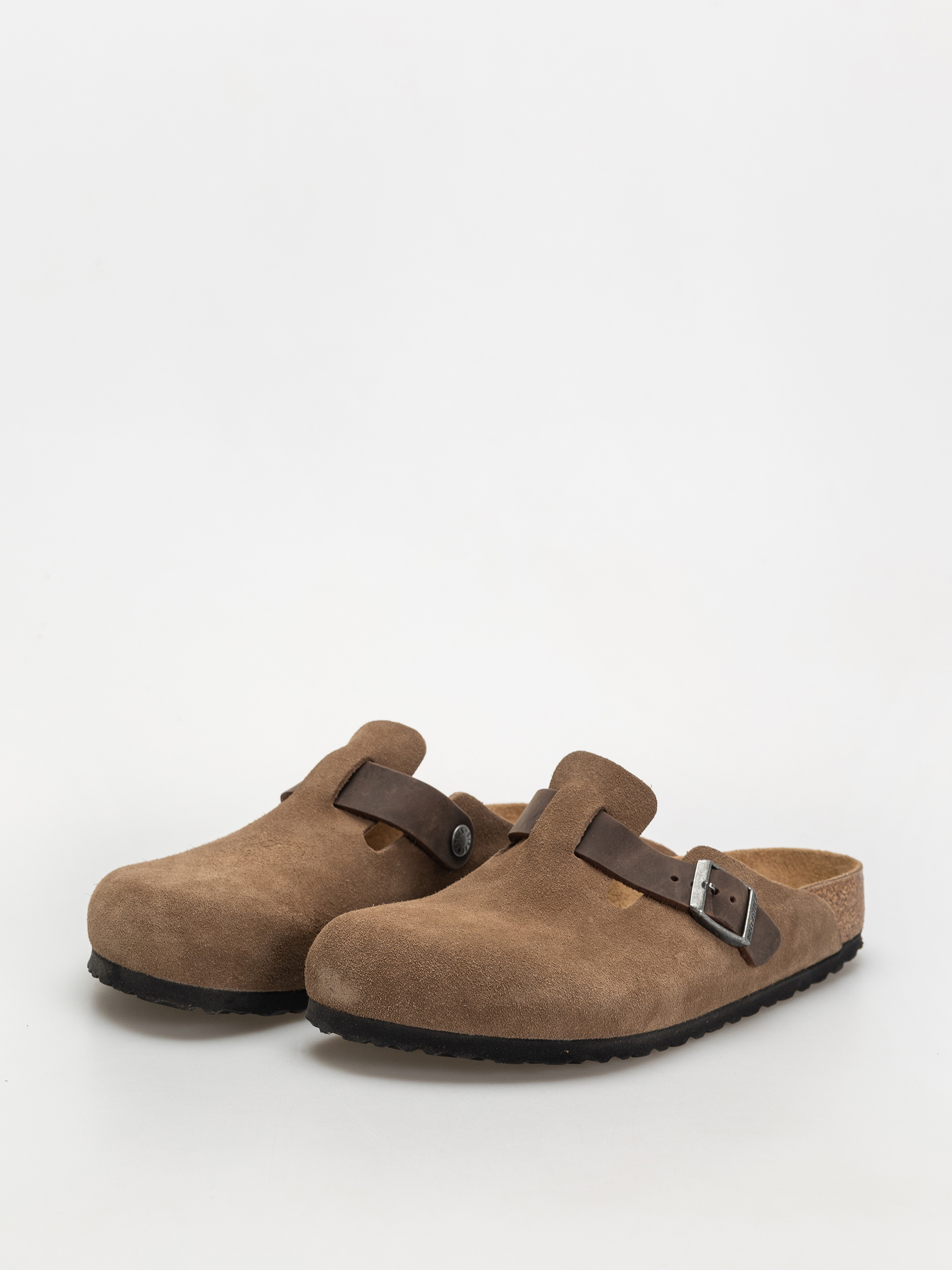 Șlapi Birkenstock Boston Suede & Oiled Leather Regular (dark tea)