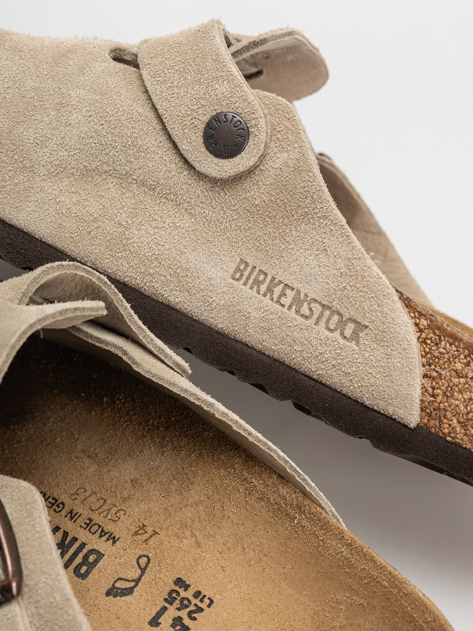 Șlapi Birkenstock Boston Suede Leather Regular (taupe)