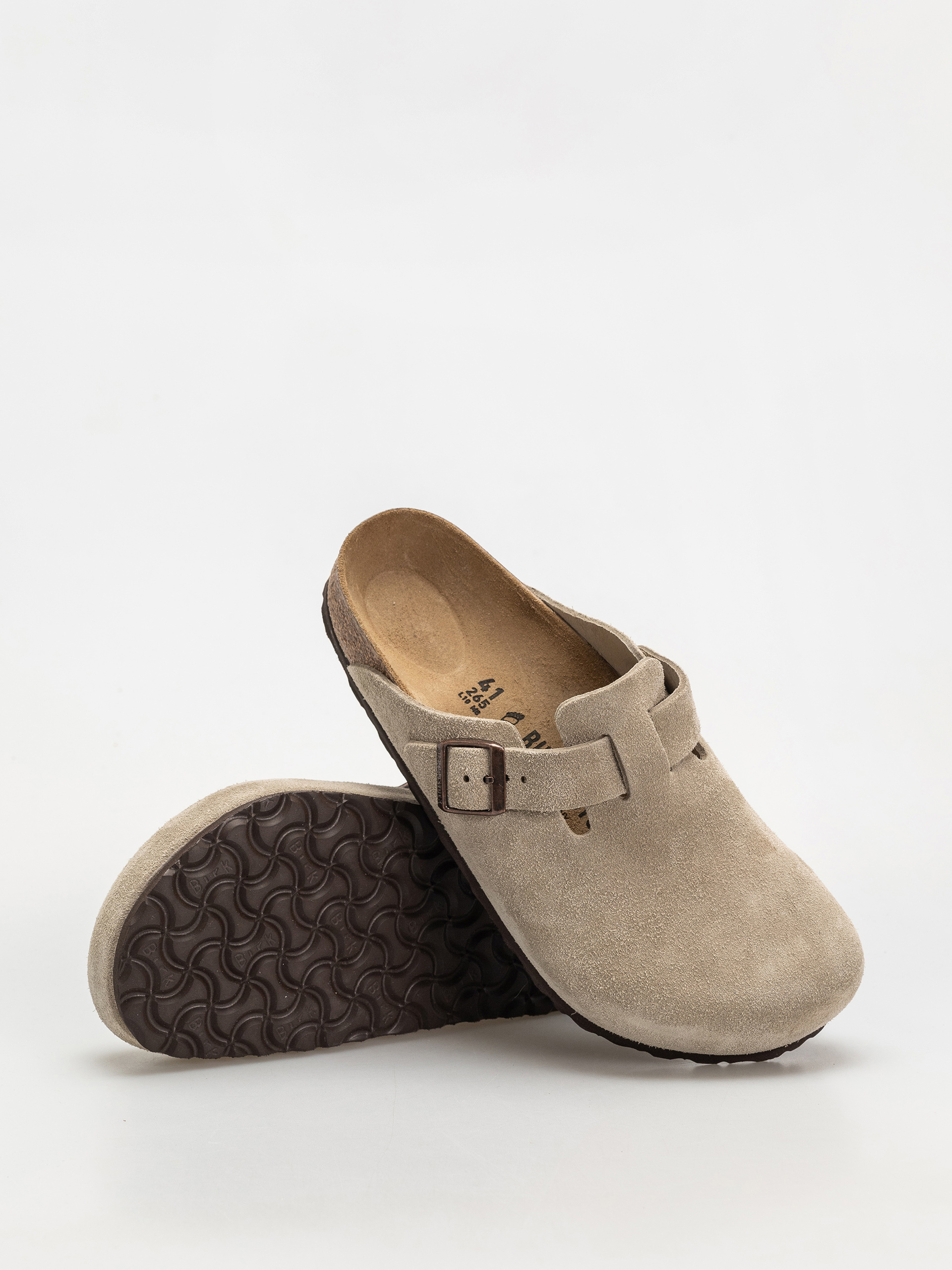 Șlapi Birkenstock Boston Suede Leather Regular (taupe)