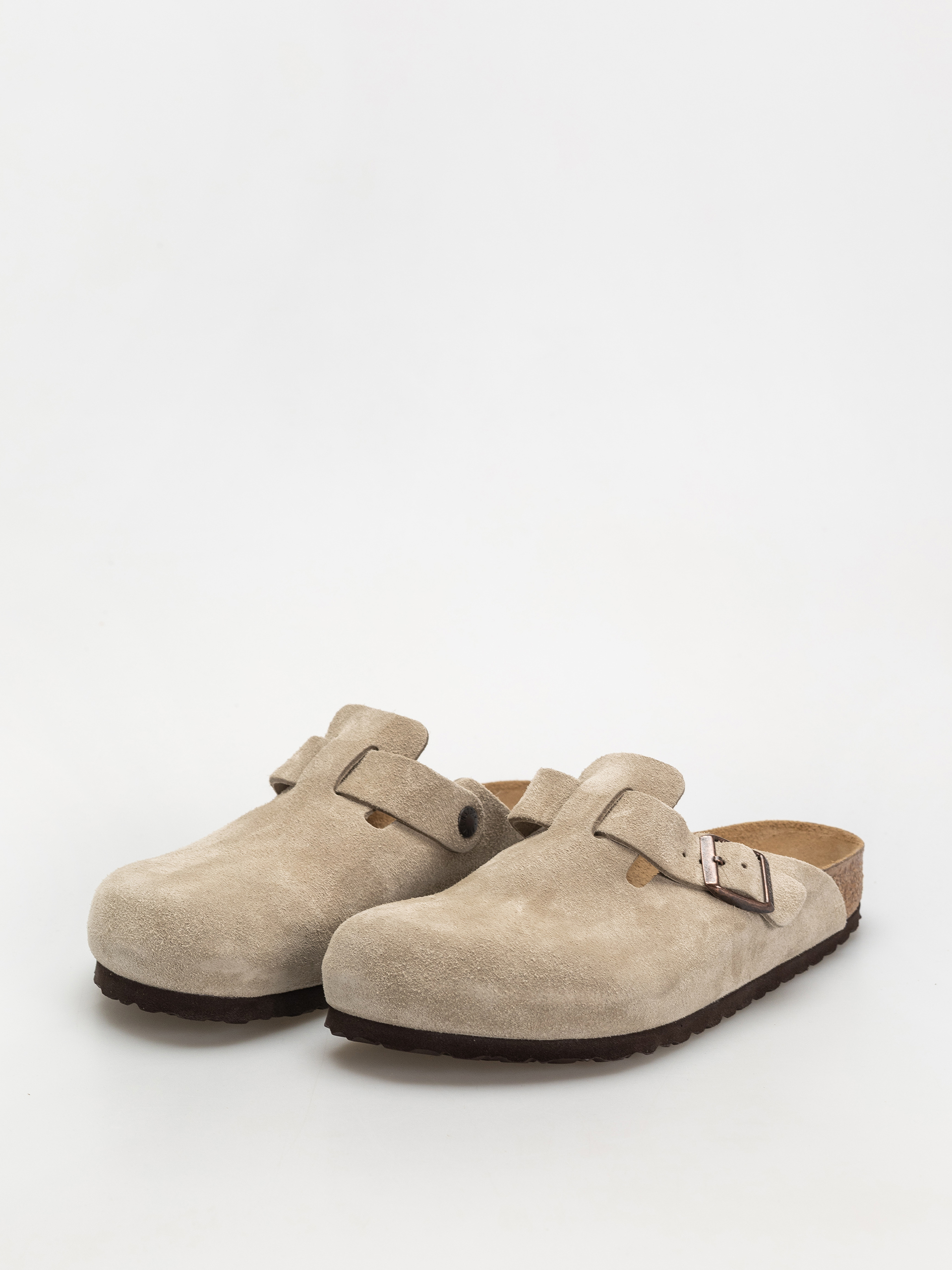 Șlapi Birkenstock Boston Suede Leather Regular (taupe)