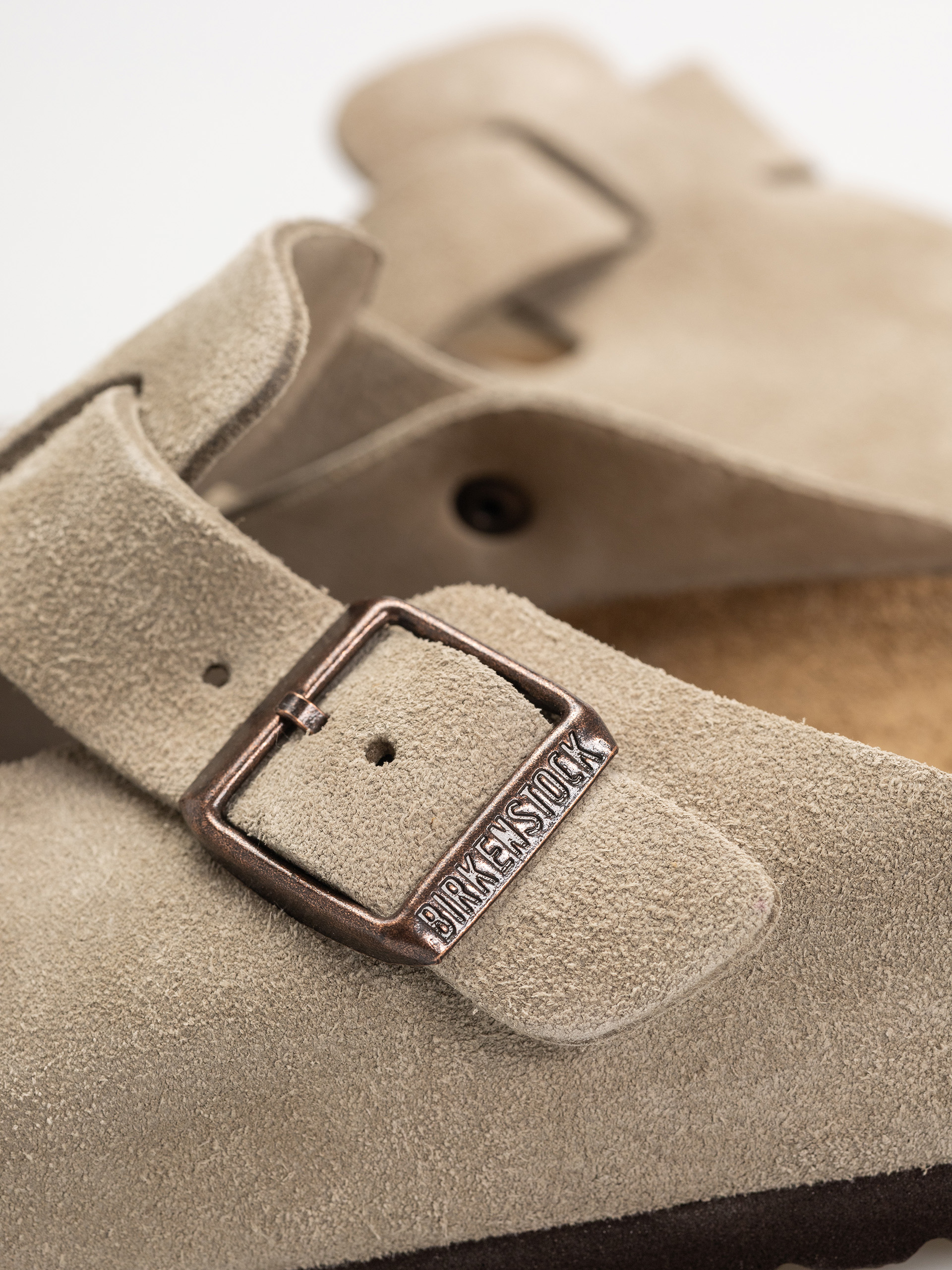 Șlapi Birkenstock Boston Suede Leather Regular (taupe)