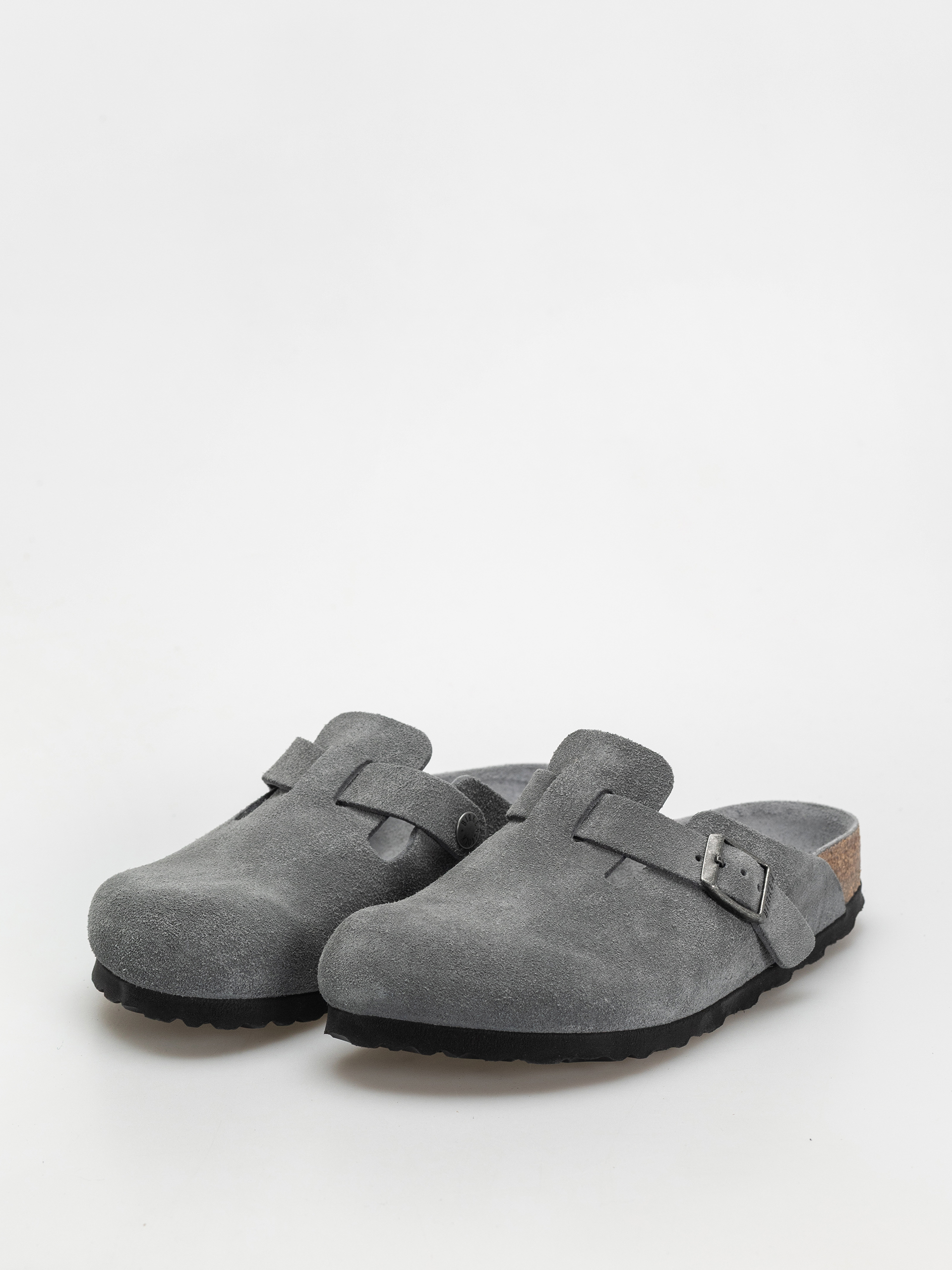 Șlapi Birkenstock Boston SFB Suede Leather Narrow Wmn (basalt gray)