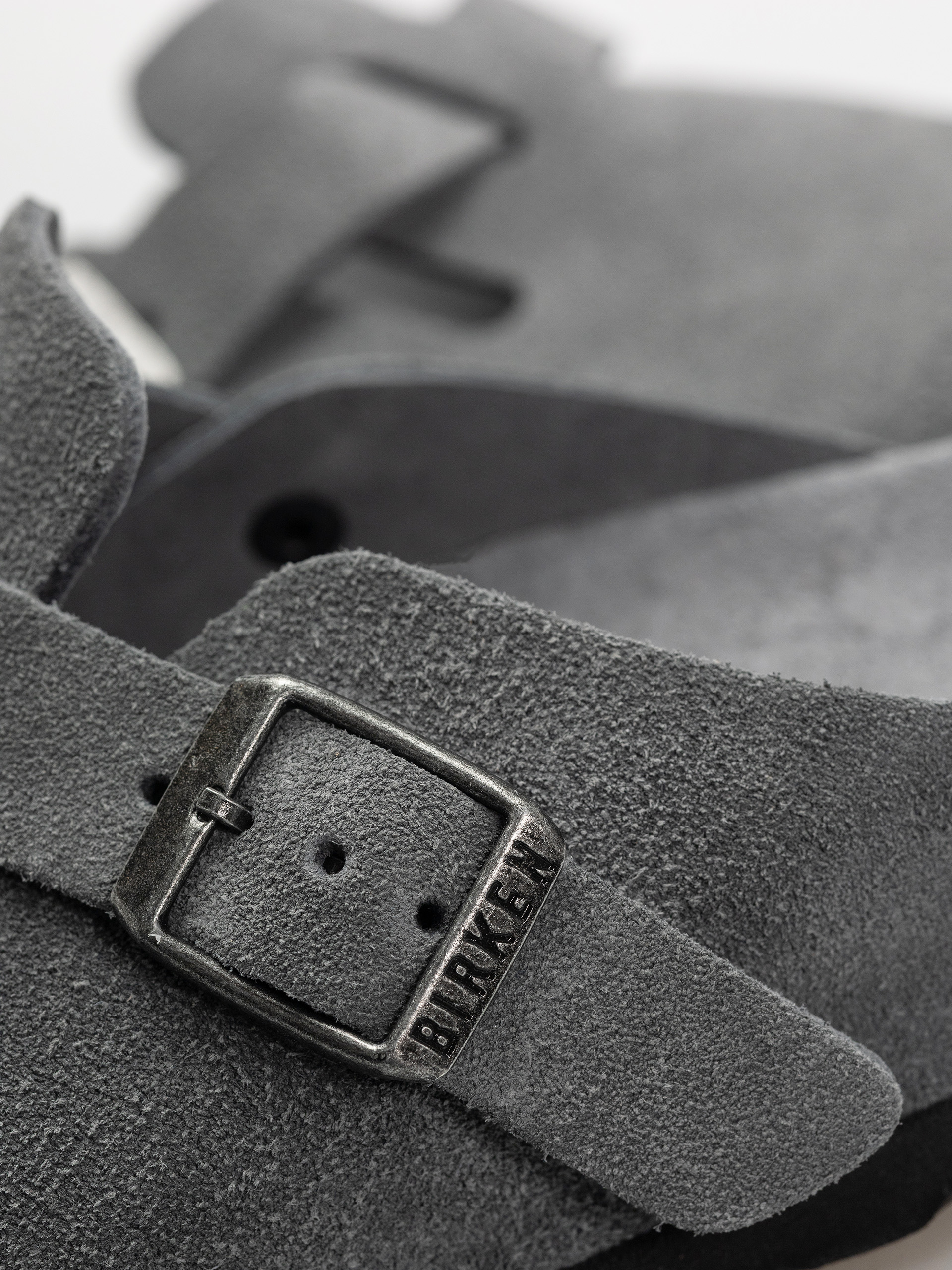 Șlapi Birkenstock Boston SFB Suede Leather Narrow Wmn (basalt gray)