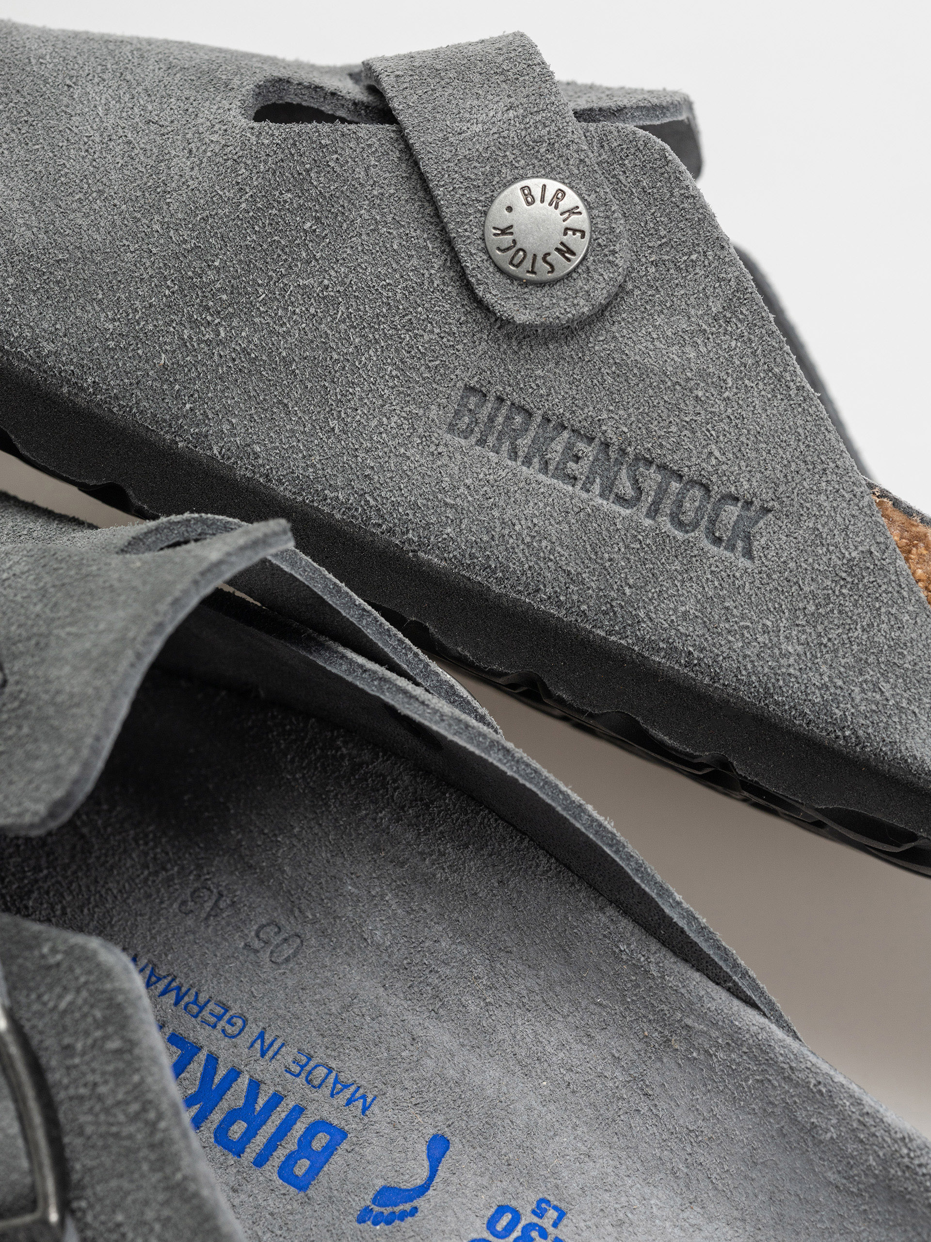 Șlapi Birkenstock Boston SFB Suede Leather Narrow Wmn (basalt gray)