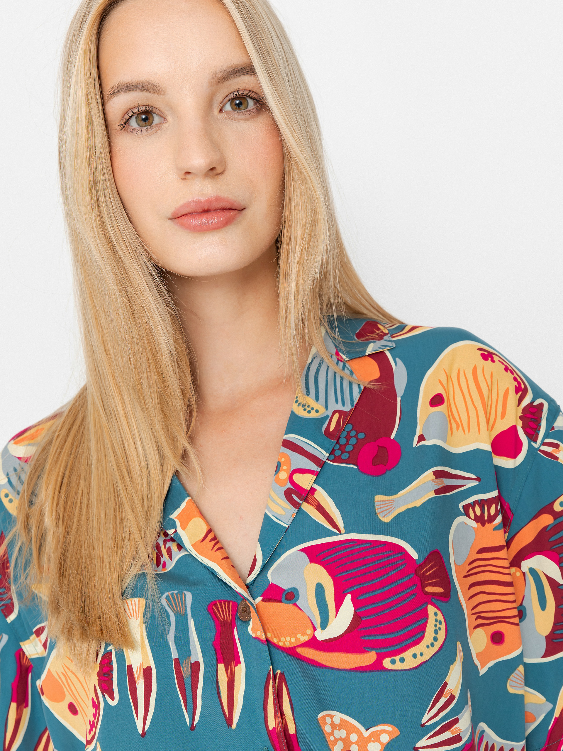 Cămașă Patagonia Tidal Threads Wmn (wrasse/wetland blue)