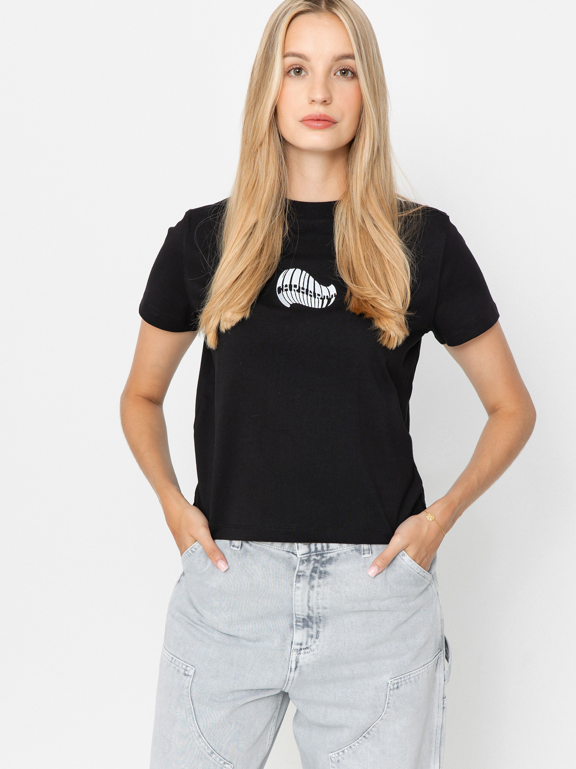 Tricou Carhartt WIP Psshh Wmn (black/blue fog)