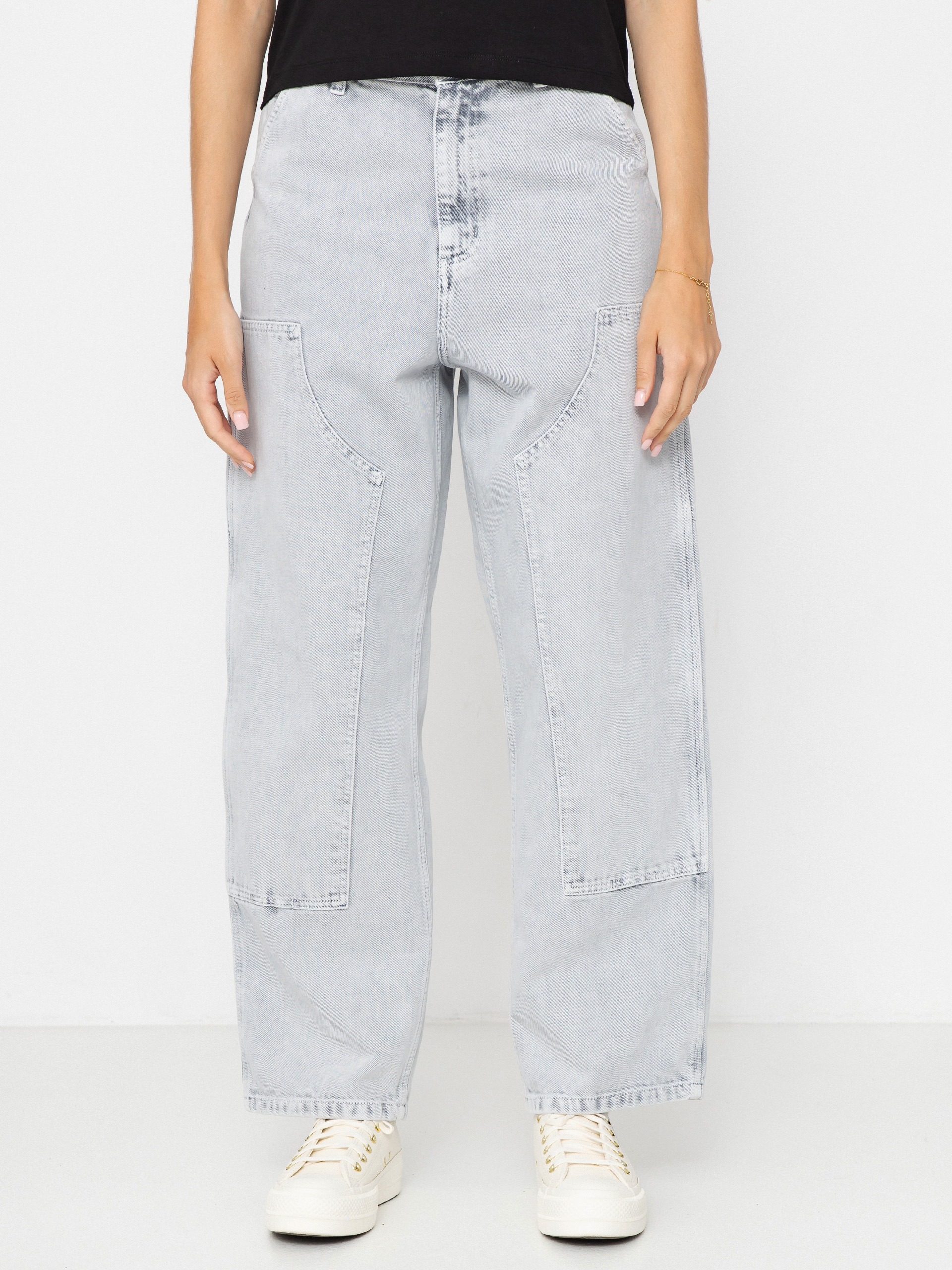 Pantaloni Carhartt WIP Brandon Double Knee Wmn (black/chalk wash)