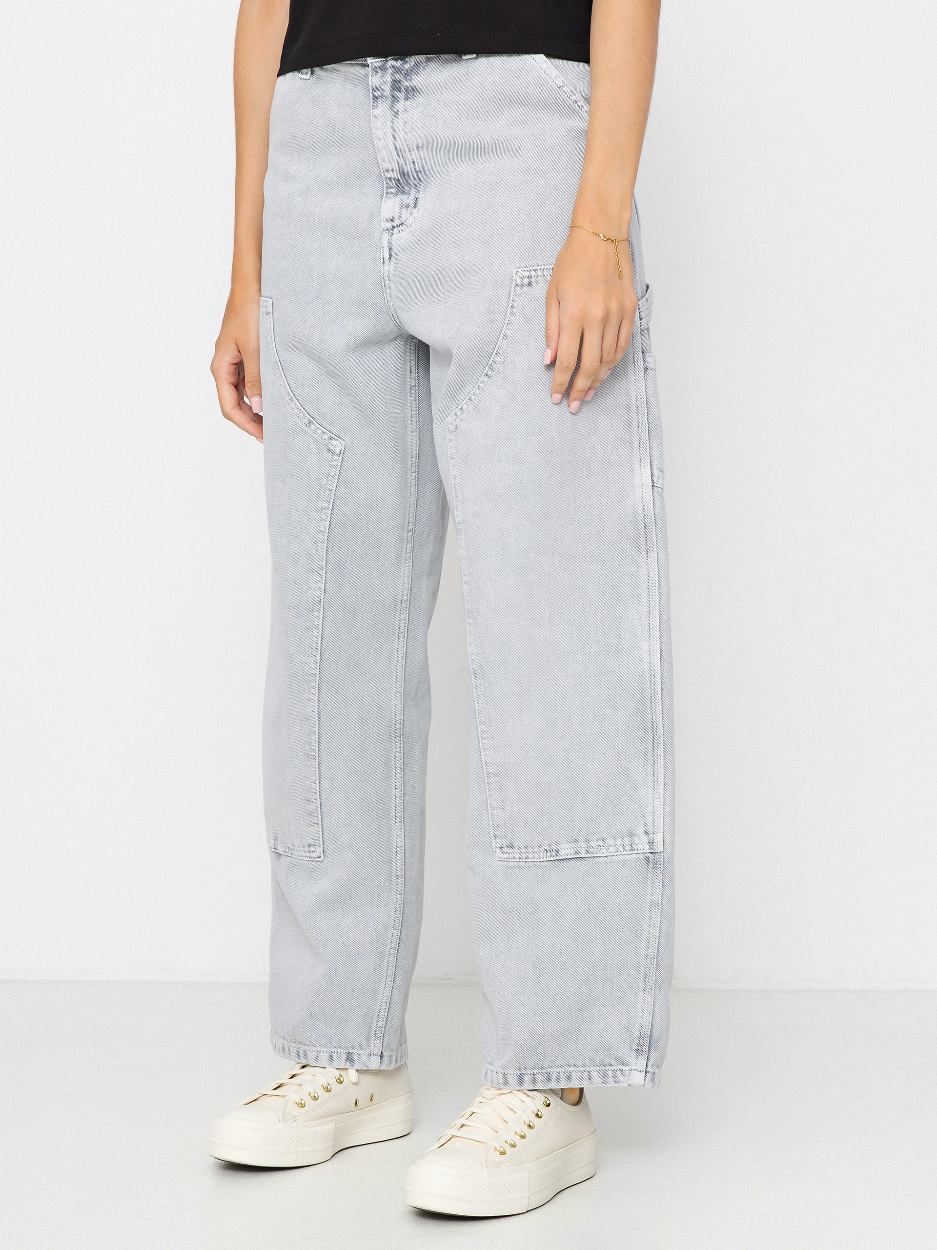 Pantaloni Carhartt WIP Brandon Double Knee Wmn (black/chalk wash)