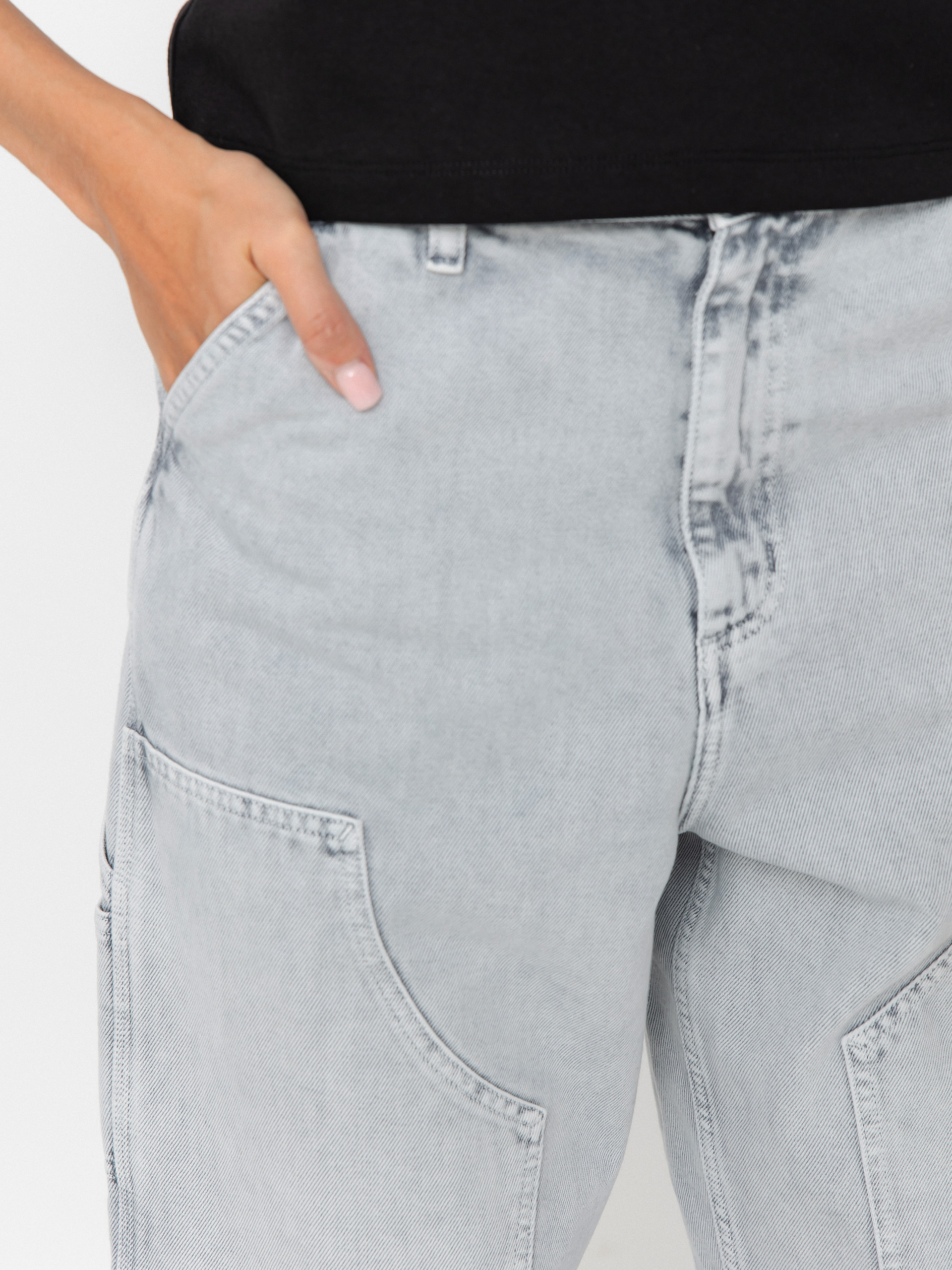 Pantaloni Carhartt WIP Brandon Double Knee Wmn (black/chalk wash)