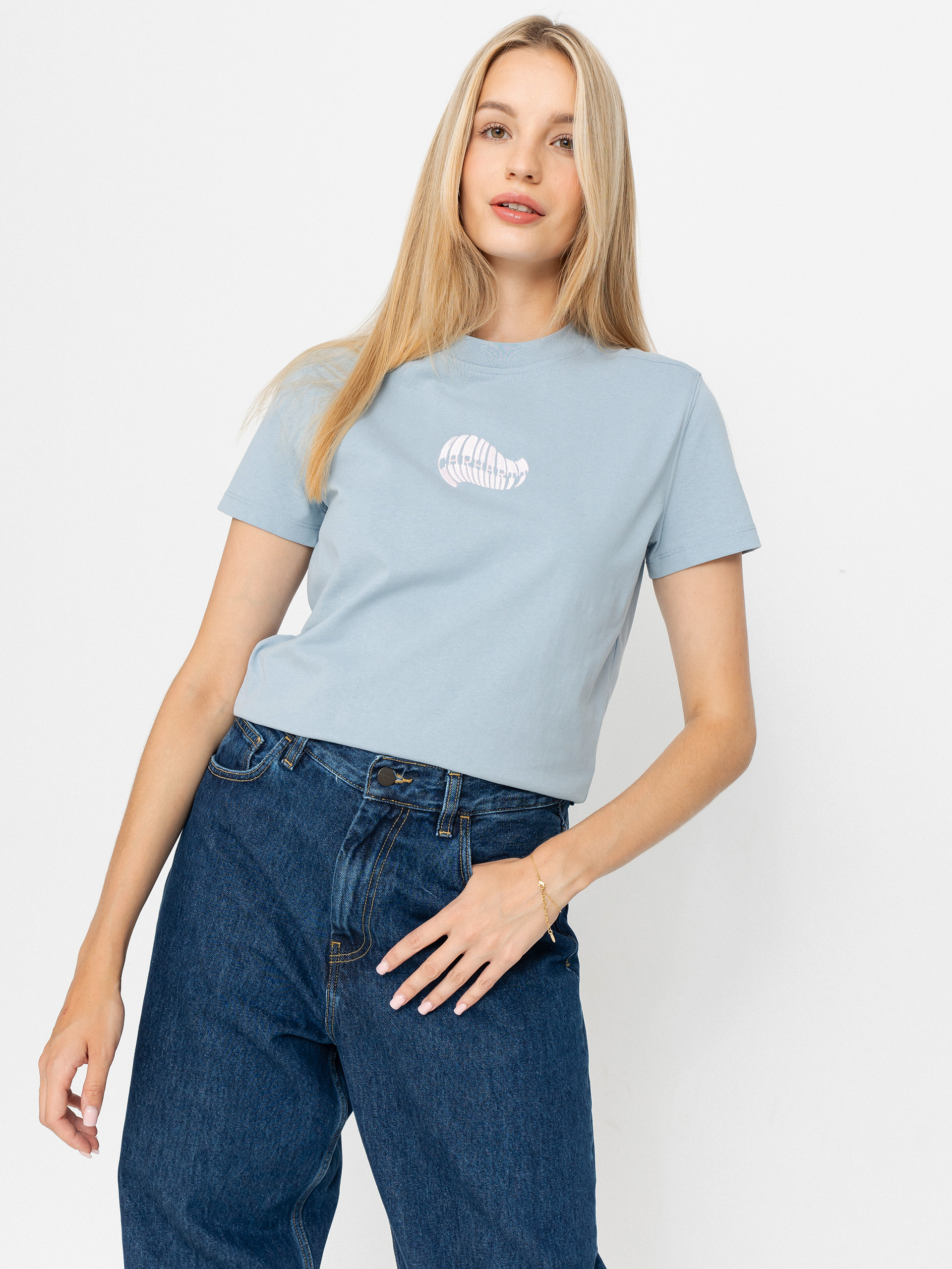 Tricou Carhartt WIP Psshh Wmn (blue fog/air pink)