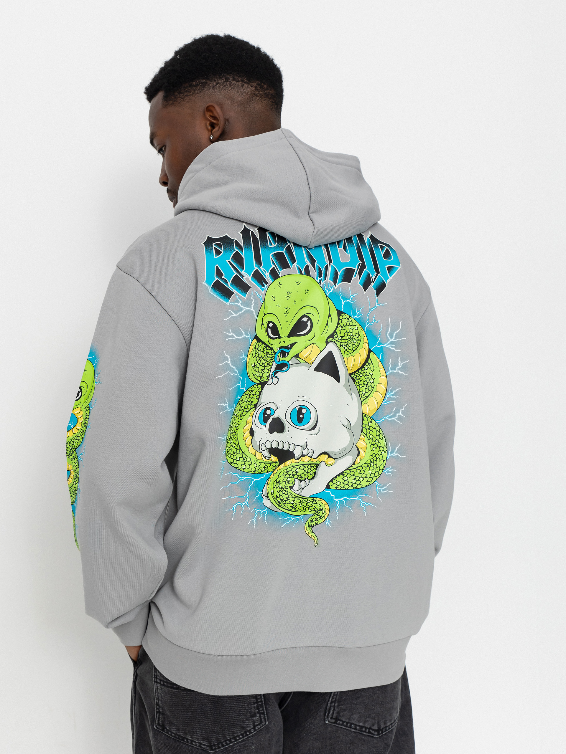 Hanorac cu glugă RipNDip Skull And Bones HD (charcoal)