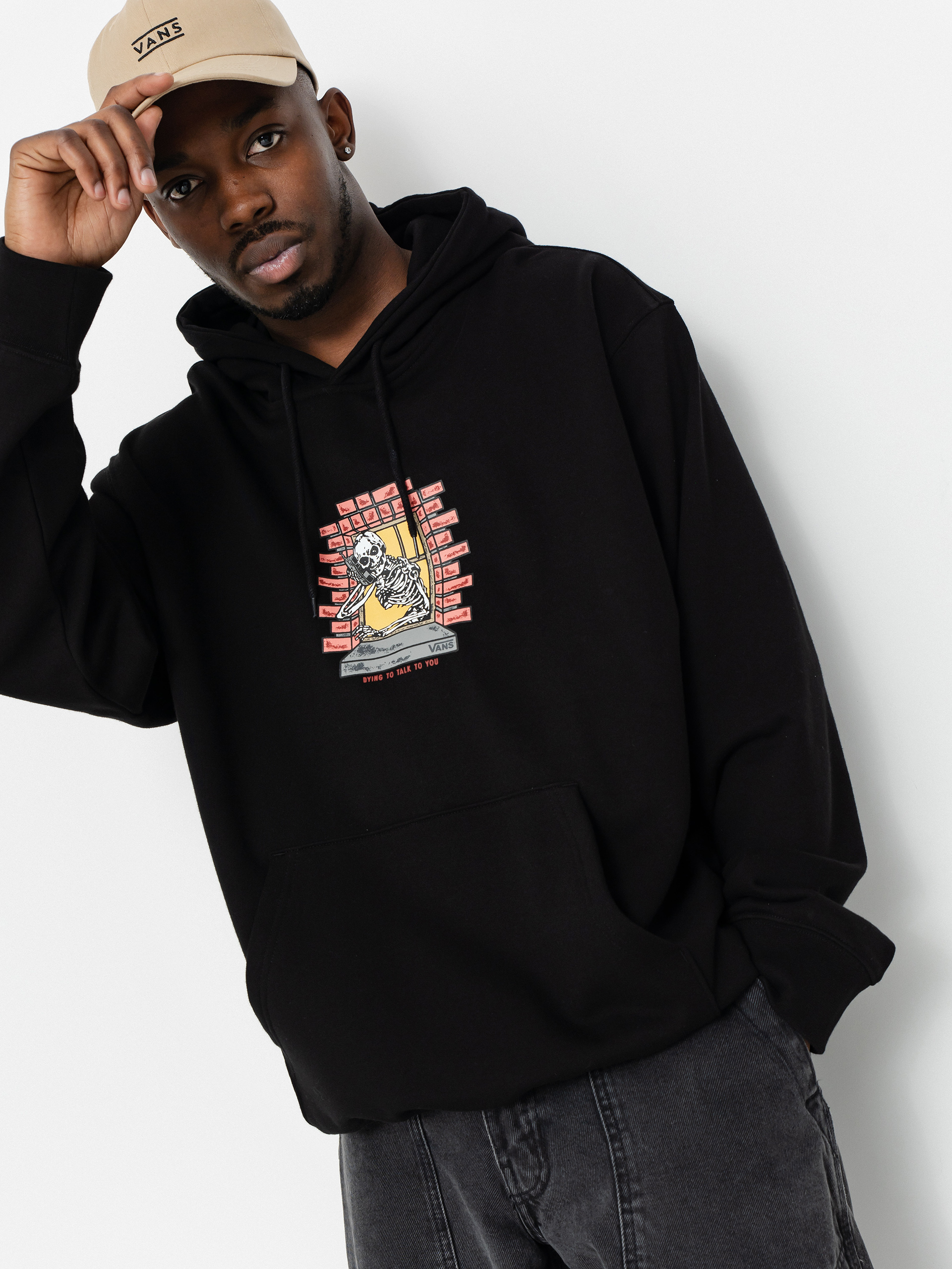 Hanorac cu glugă Vans Skull Window HD (black)