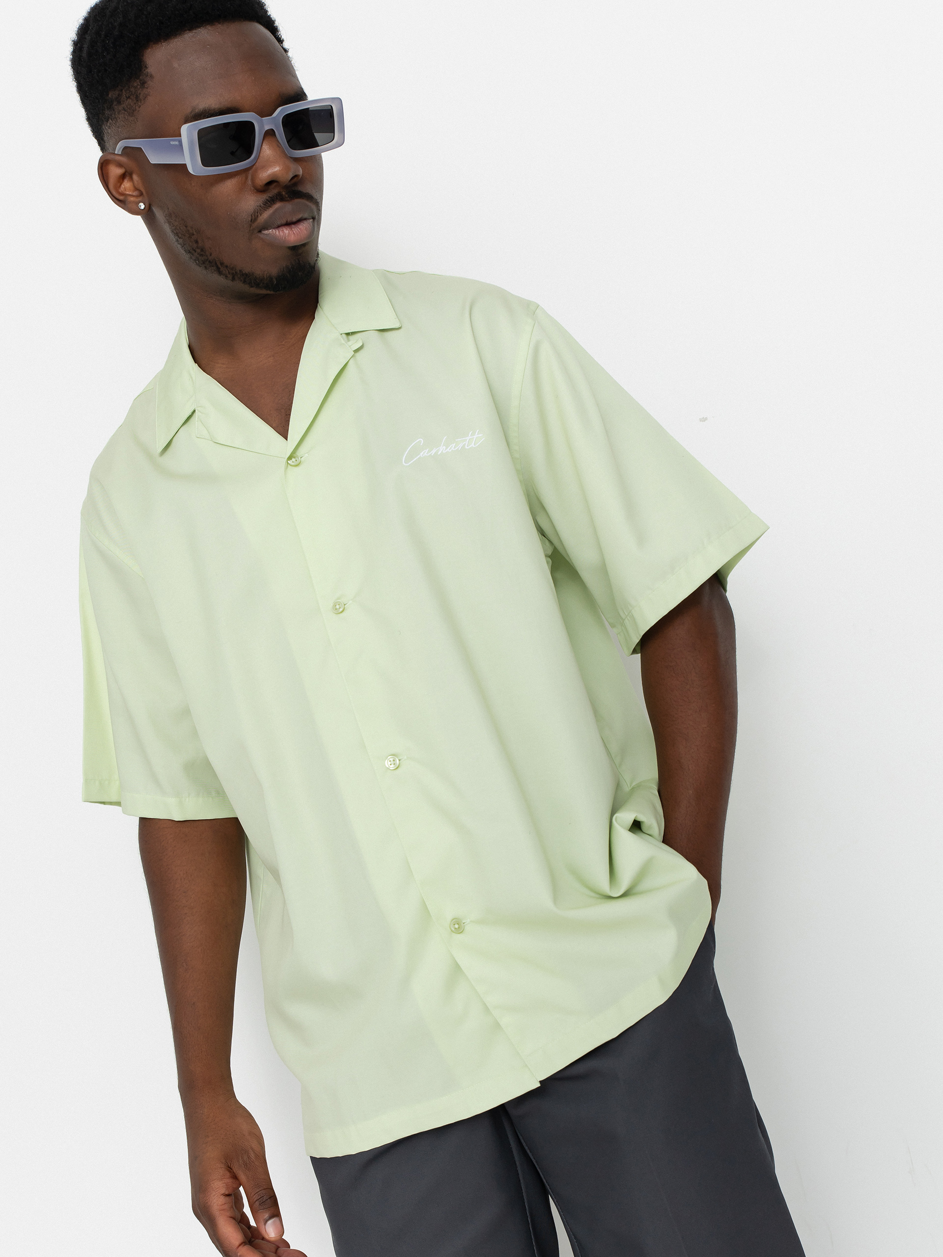 Cămașă Carhartt WIP Delray (air green/white)