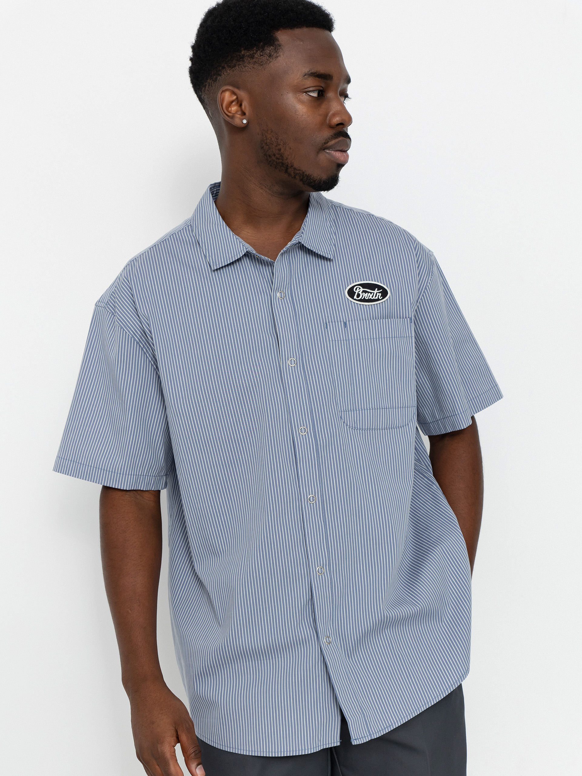 Cămașă Brixton Builders Auto (twilight blue/white stripe)
