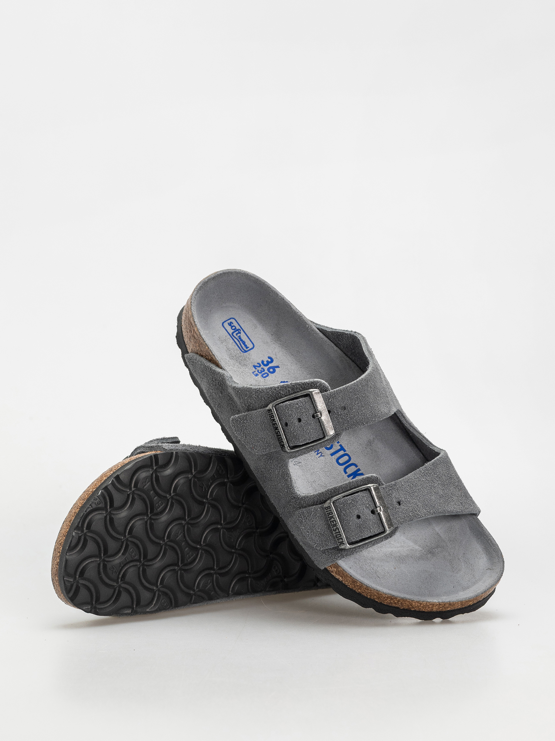 Șlapi Birkenstock Arizona Suede Leather Narrow Wmn - gri (basalt gray)