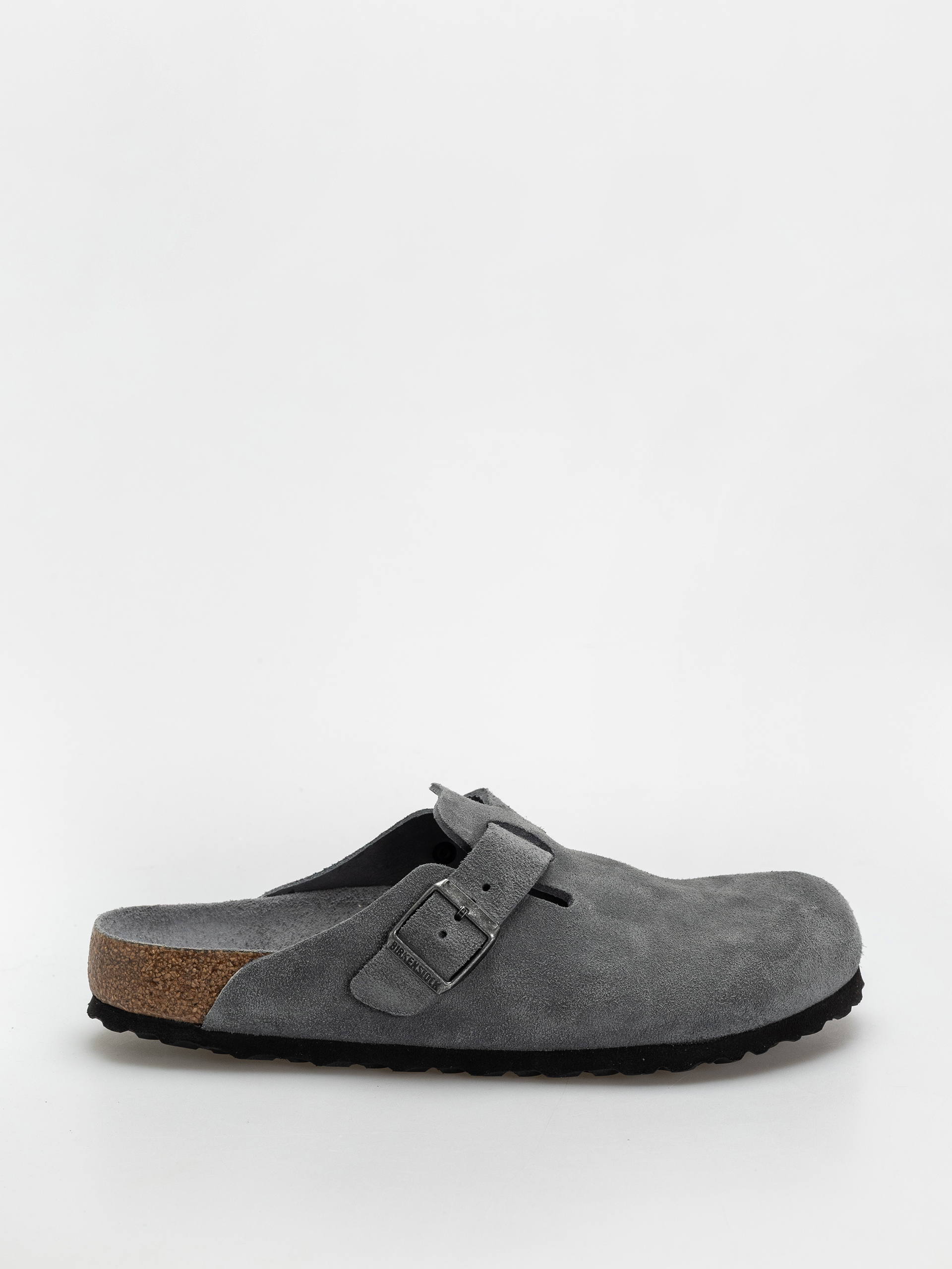 Șlapi Birkenstock Boston SFB Suede Leather Regular (basalt gray)