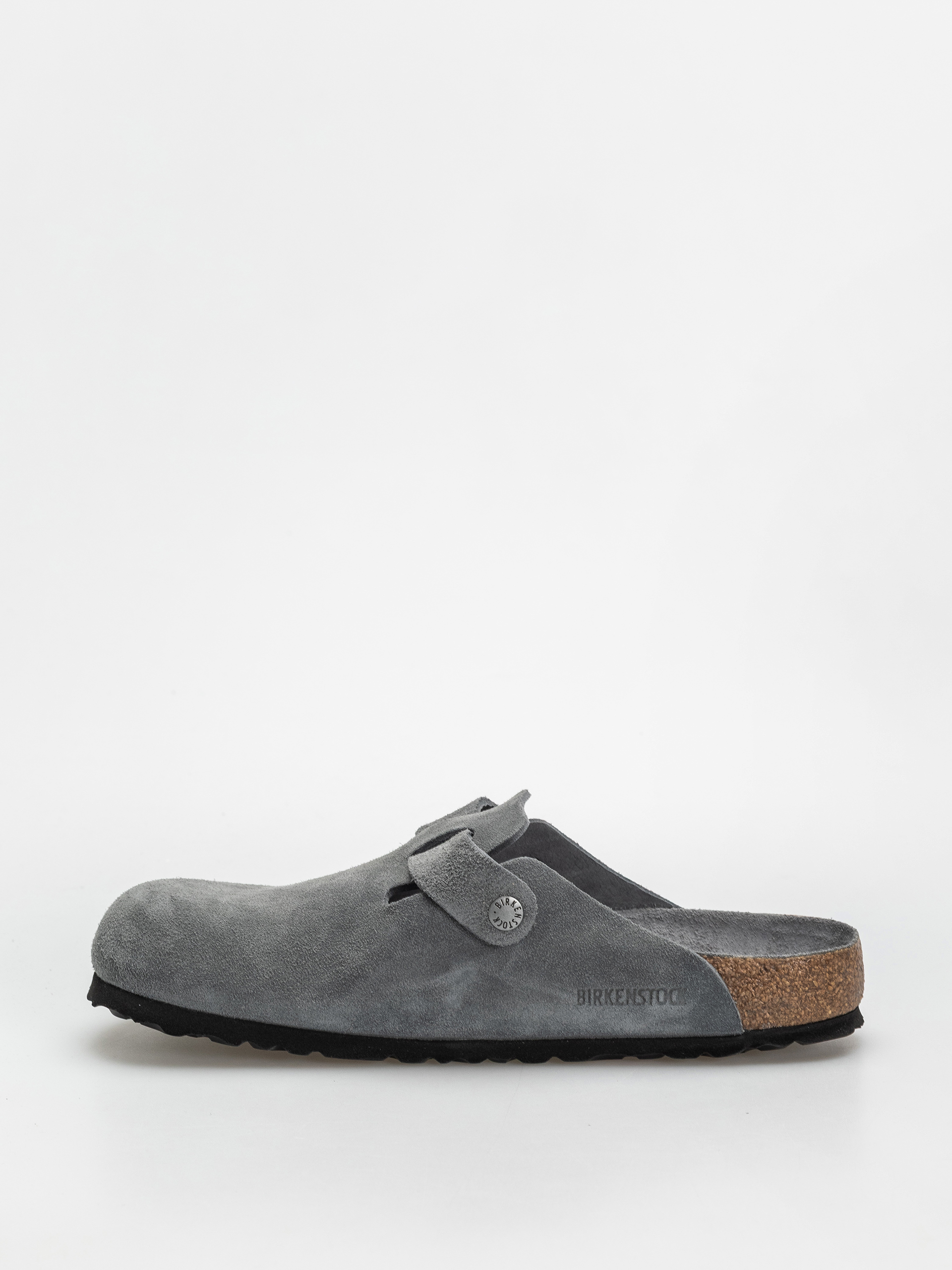 Șlapi Birkenstock Boston SFB Suede Leather Regular (basalt gray)