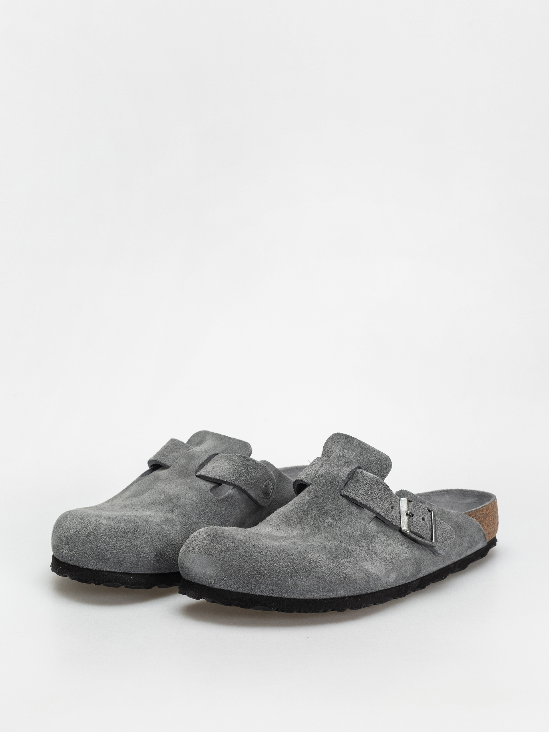 Șlapi Birkenstock Boston SFB Suede Leather Regular (basalt gray)