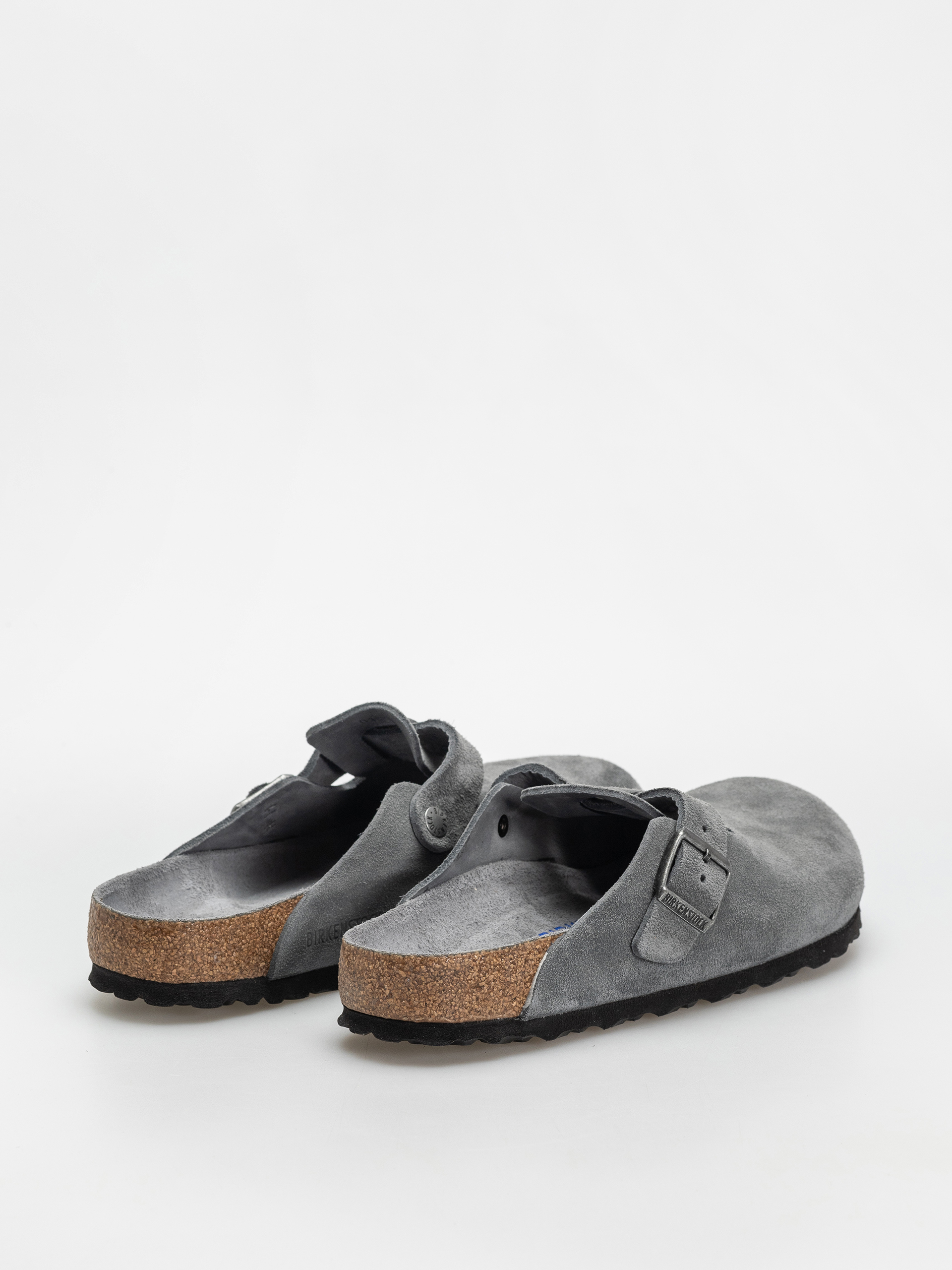 Șlapi Birkenstock Boston SFB Suede Leather Regular (basalt gray)