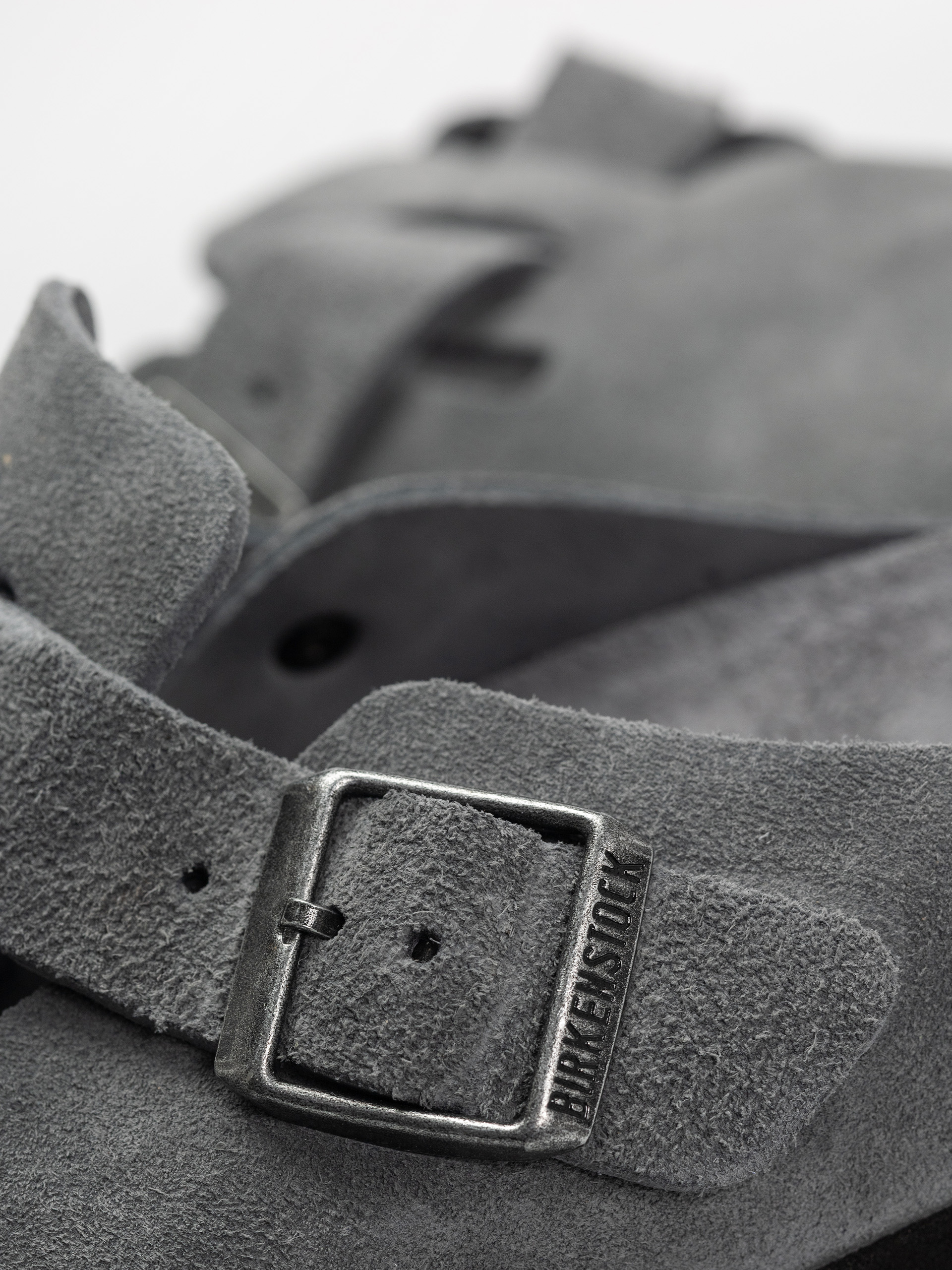 Șlapi Birkenstock Boston SFB Suede Leather Regular (basalt gray)