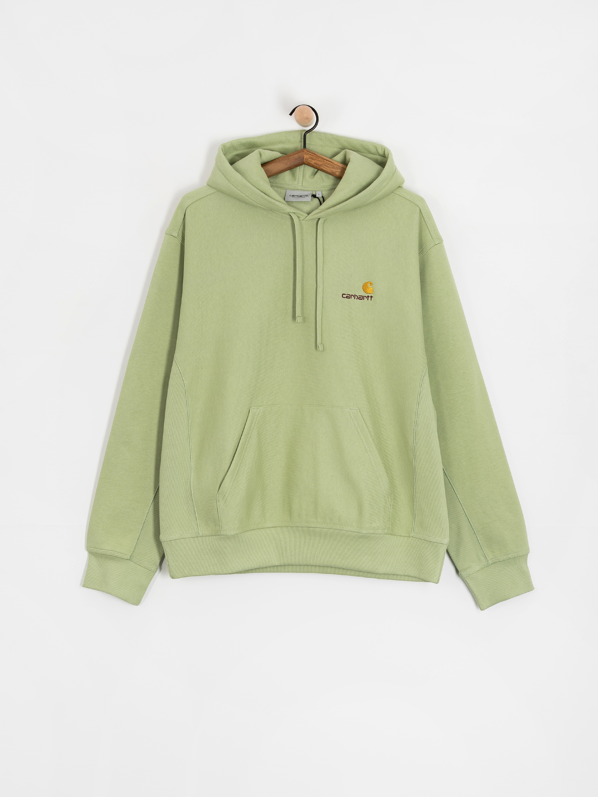 Hanorac cu glugă Carhartt WIP American Script HD (pale olive)