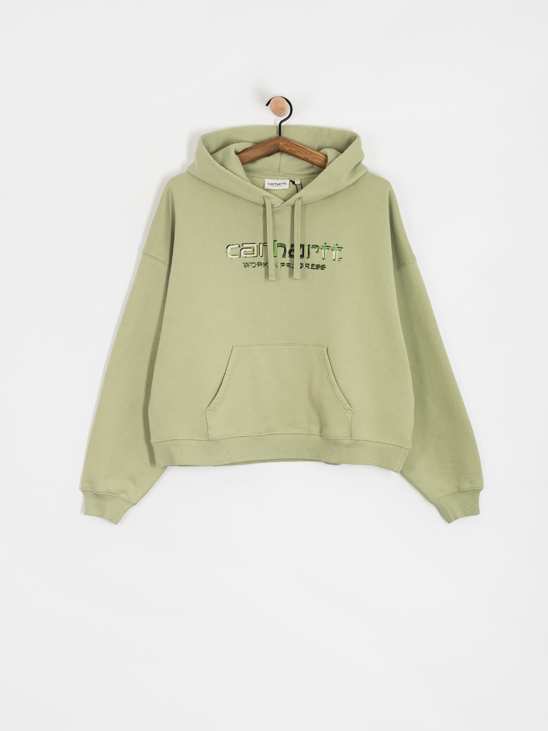 Hanorac cu glugă Carhartt WIP Solar Chrome HD Wmn (pale olive)