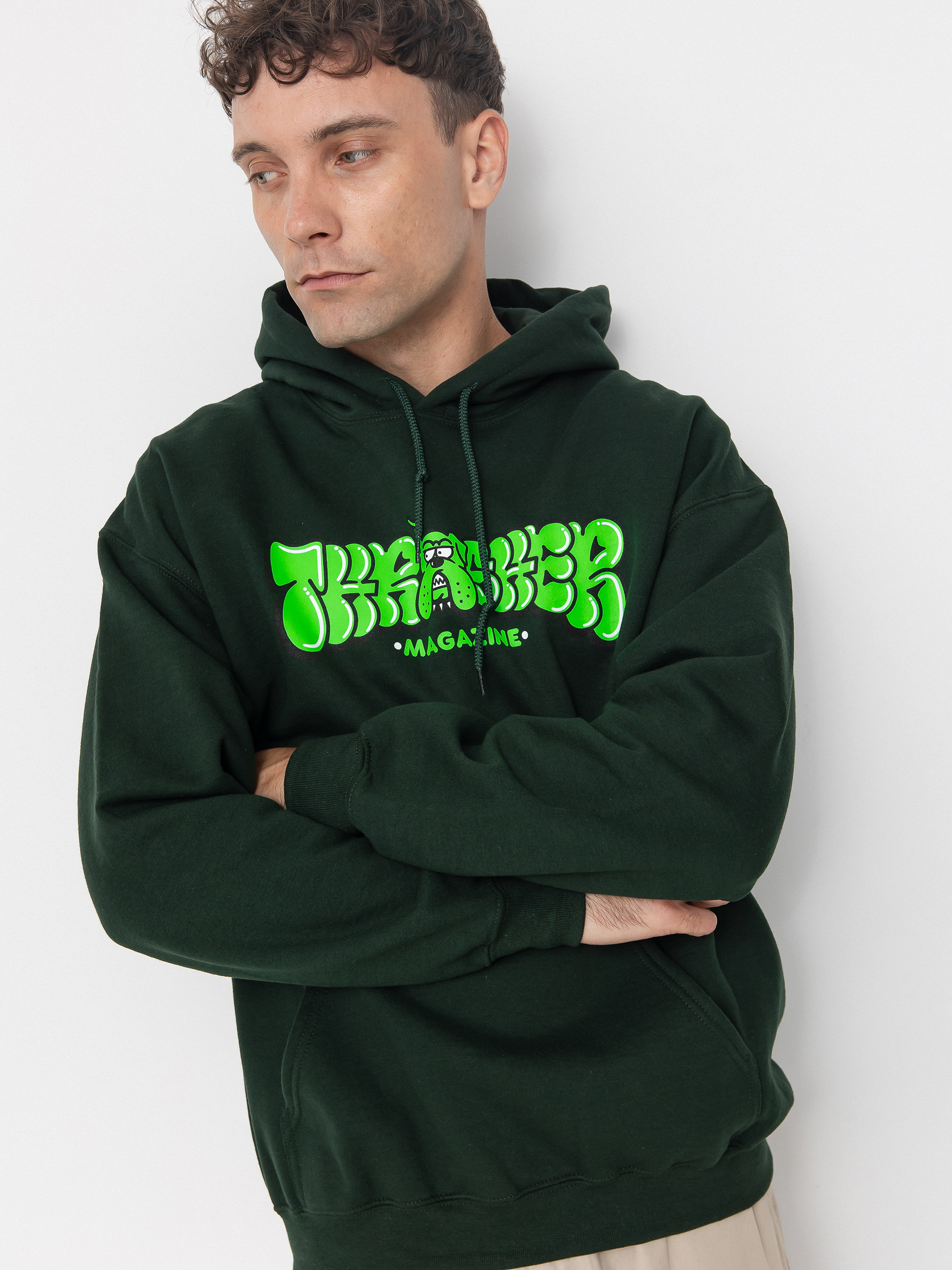 Hanorac cu glugă Thrasher Bully HD (forest green)